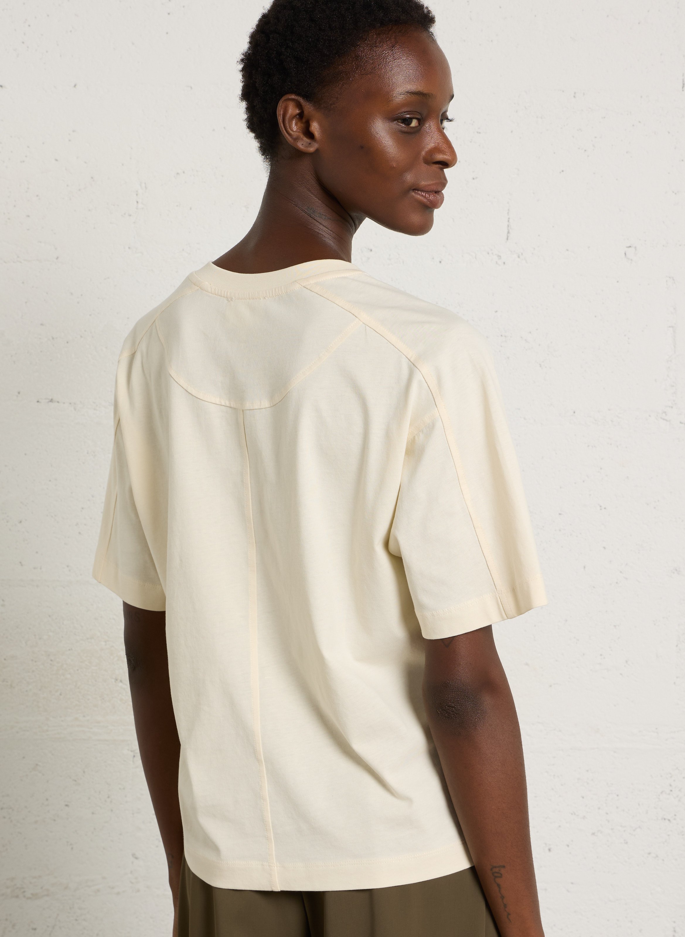 V-neck cotton T-shirt MAISON 123 White