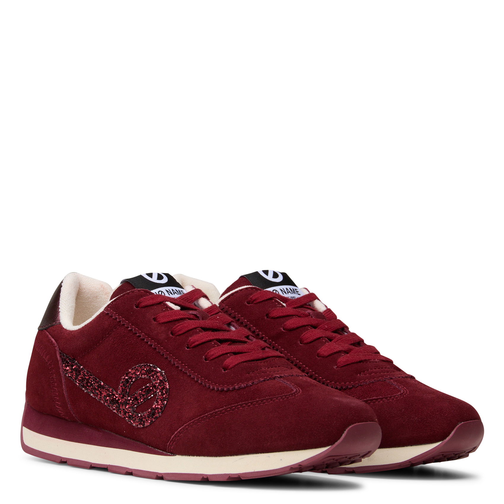 Sneakers van leer met pailletten NO NAME Rood