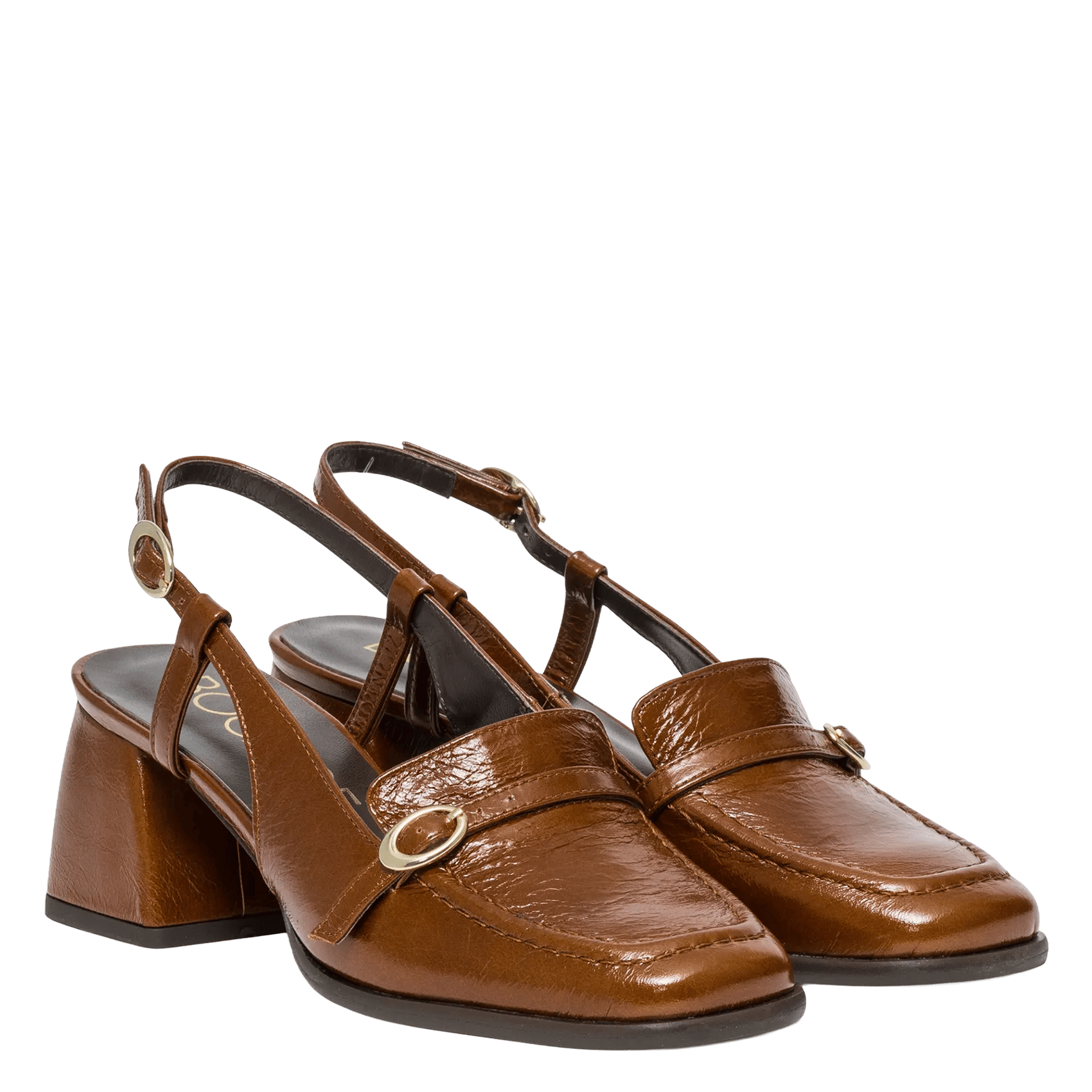Slingback-Pumps aus Leder BOCAGE Braun