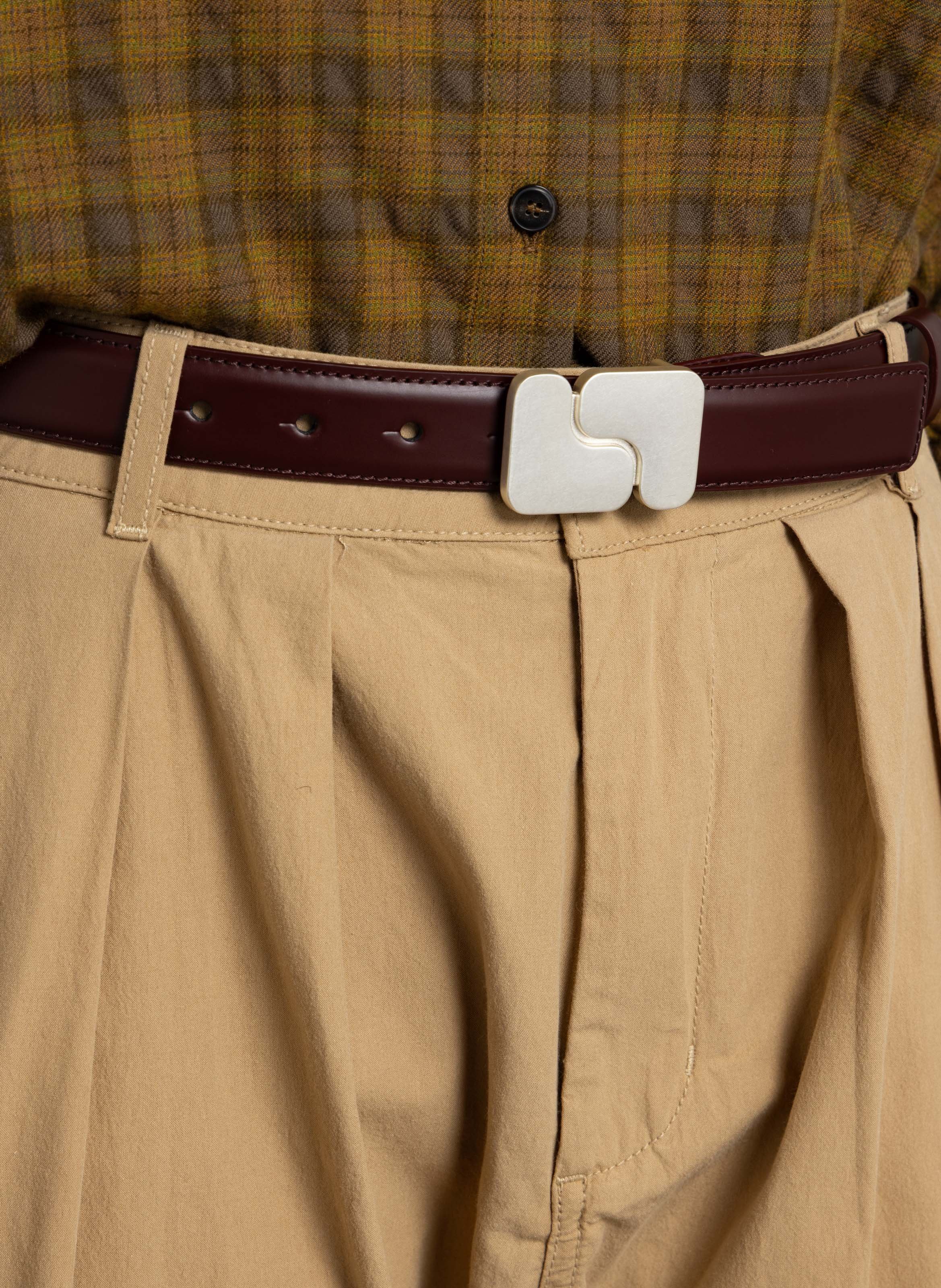 Leather belt with buckle SOEUR Red