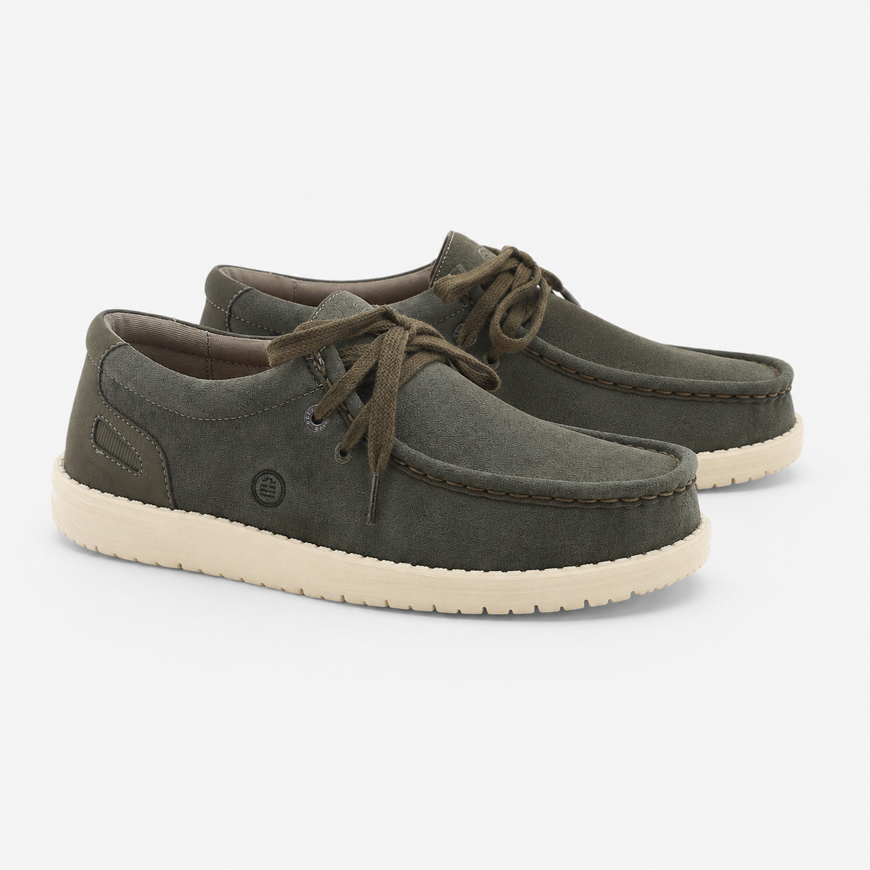 Green khaki suede Saint Jean boat shoes sbplay SERGE BLANCO Khaki