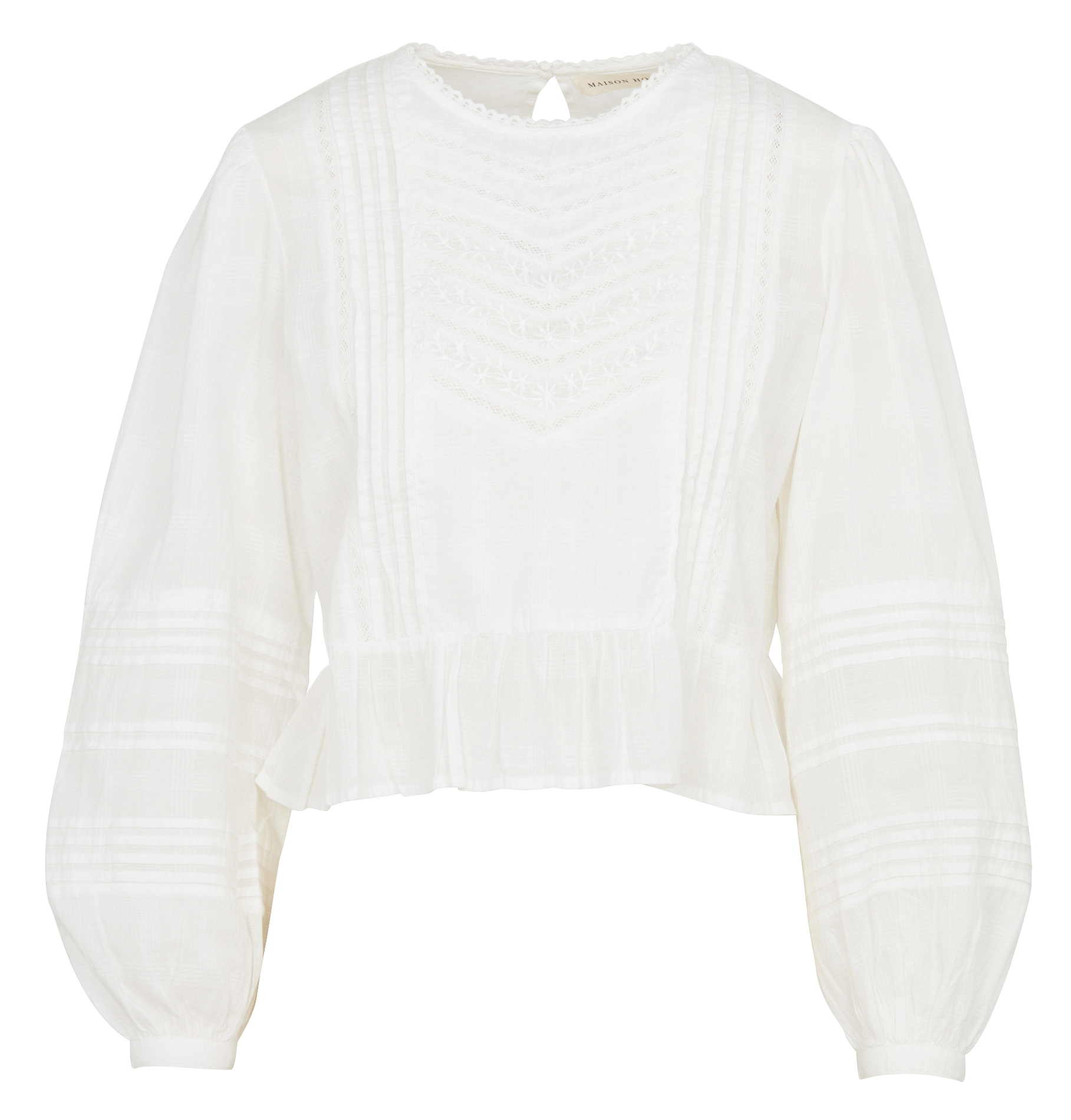 Gerade Bluse mit Baumwollstickerei MAISON HOTEL Weiss