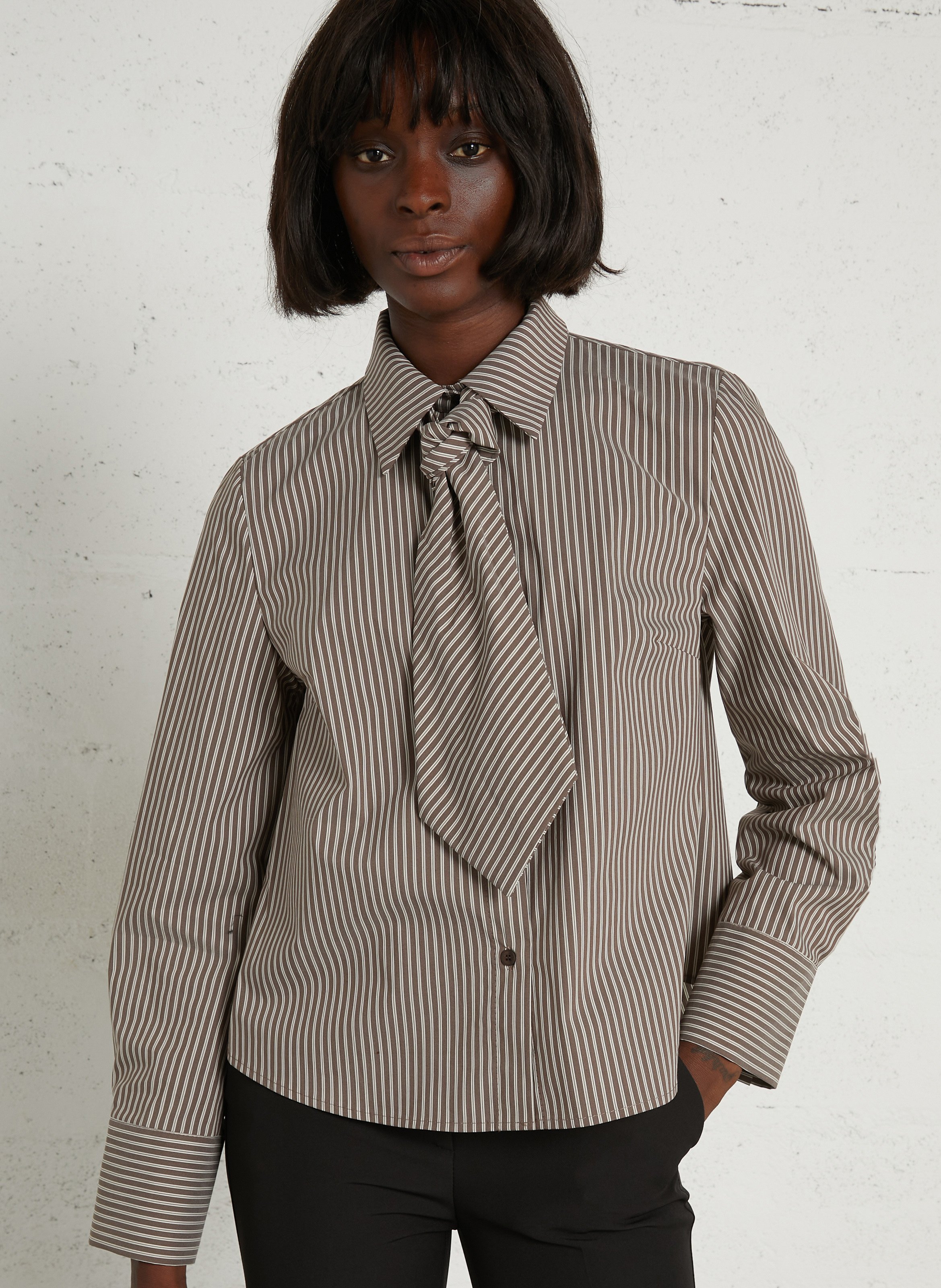 Chemise avec cravate en coton mélangé IMPERIAL Marron