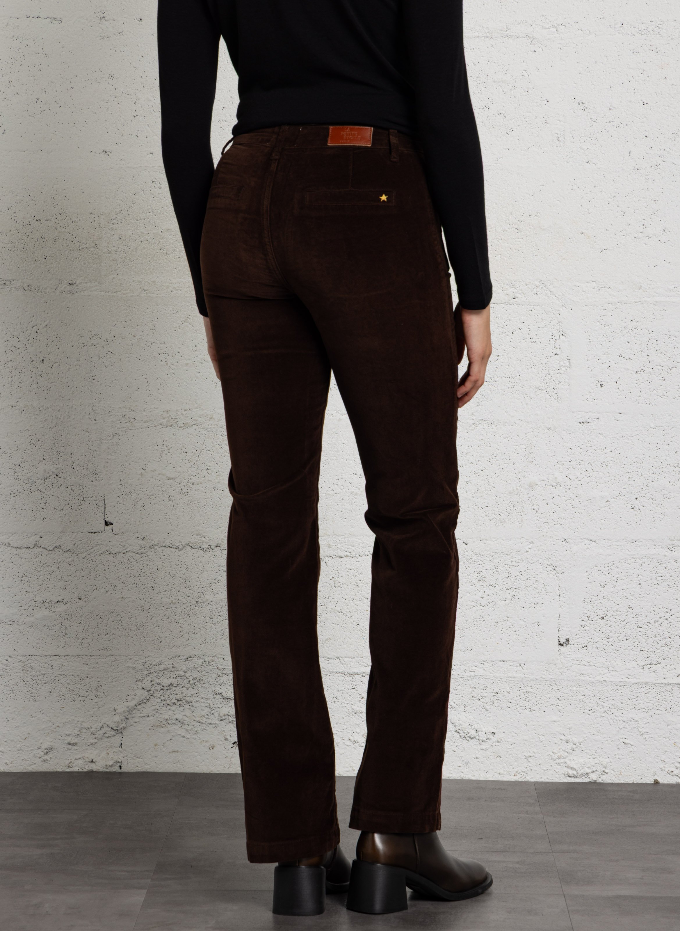 Straight-fit broek van katoenen velours | Bruin LA PETITE ETOILE Dames