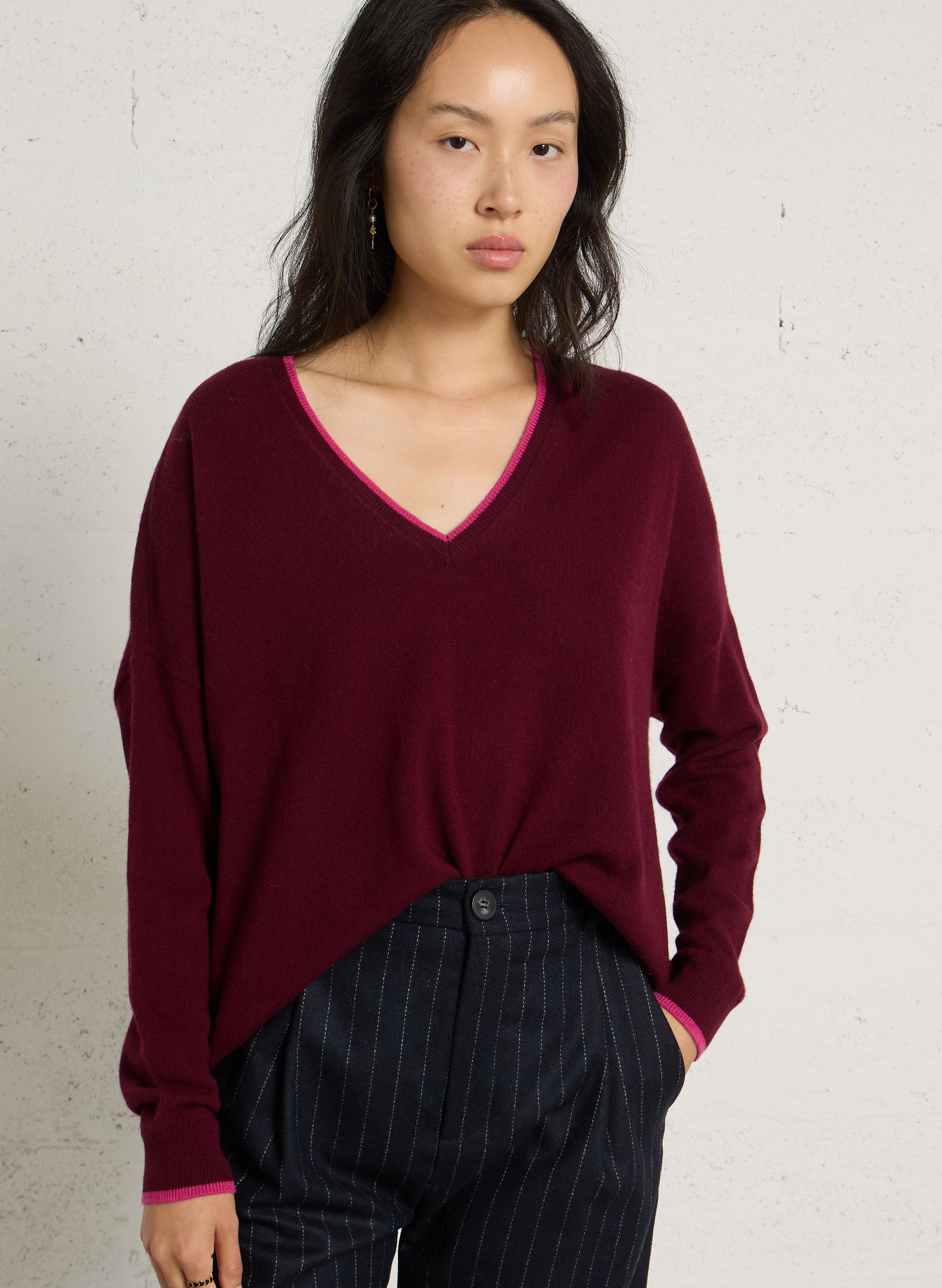 Pull ample col V en cachemire SUD EXPRESS