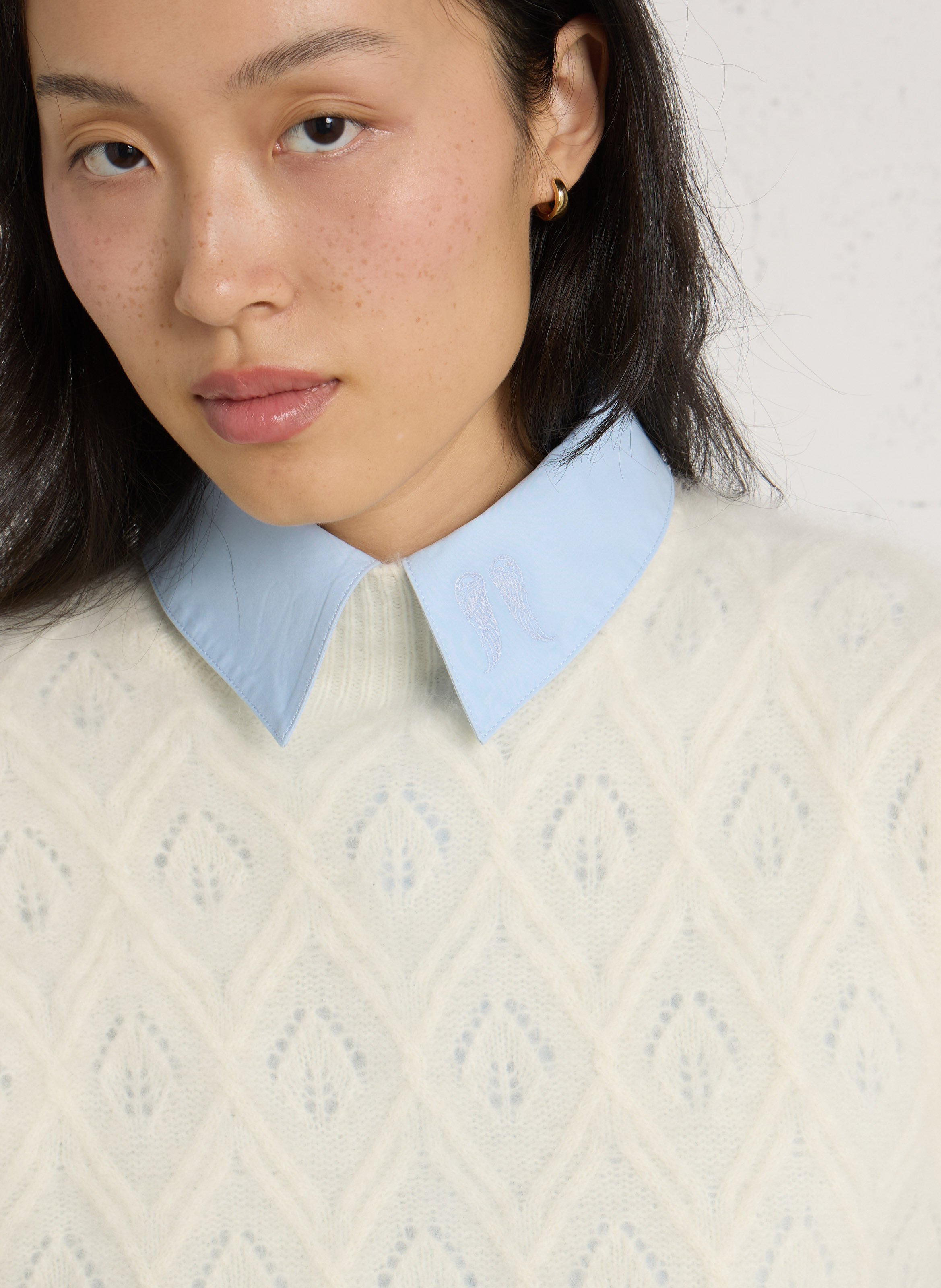 Pull col montant en laine BERENICE Blanc