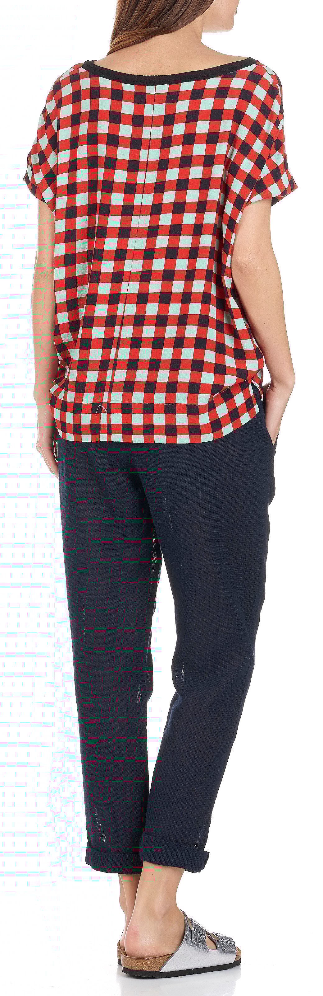 Printed fluid round-neck top ATTIC AND BARN Red