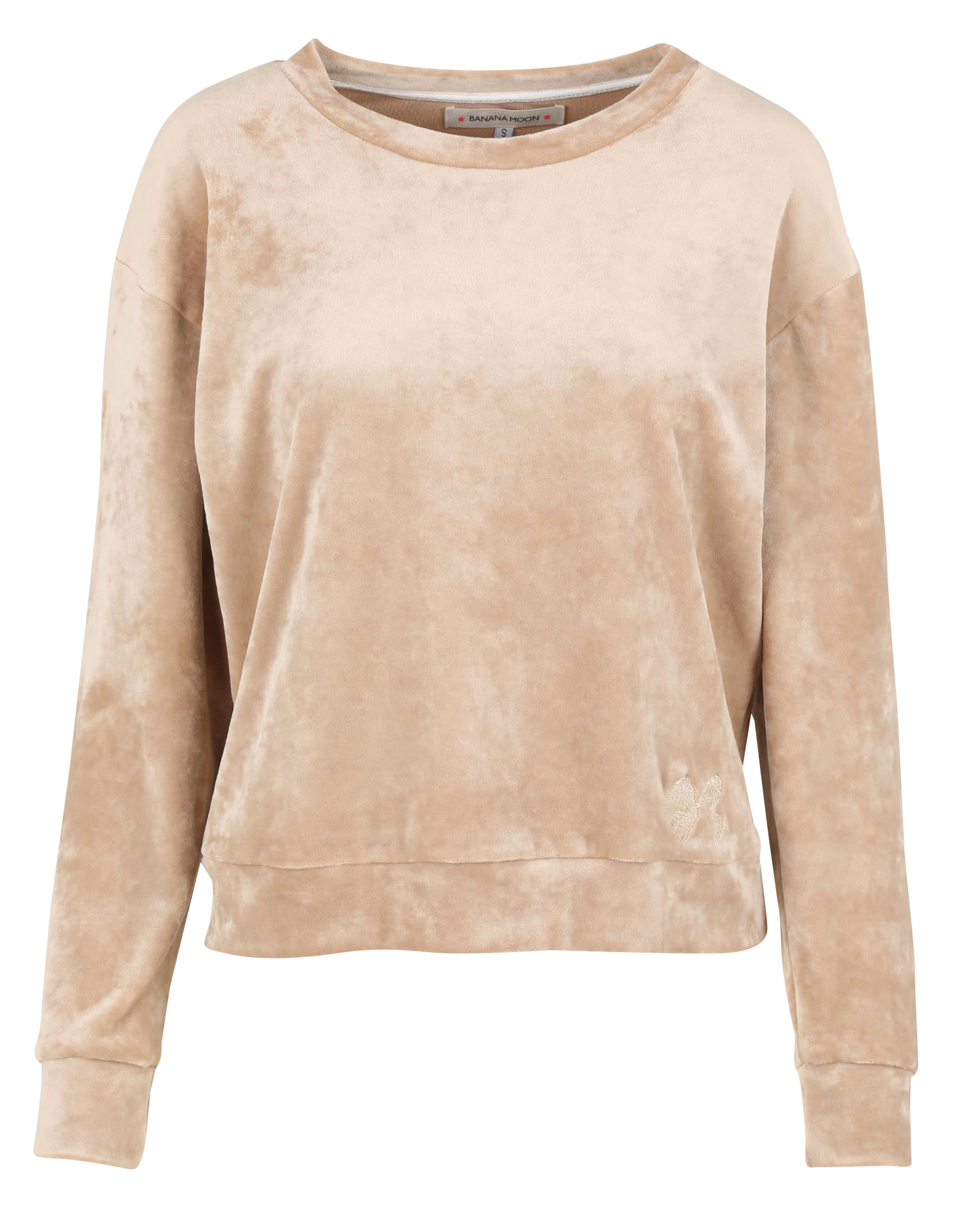 Pull col rond en velours BANANA MOON Beige
