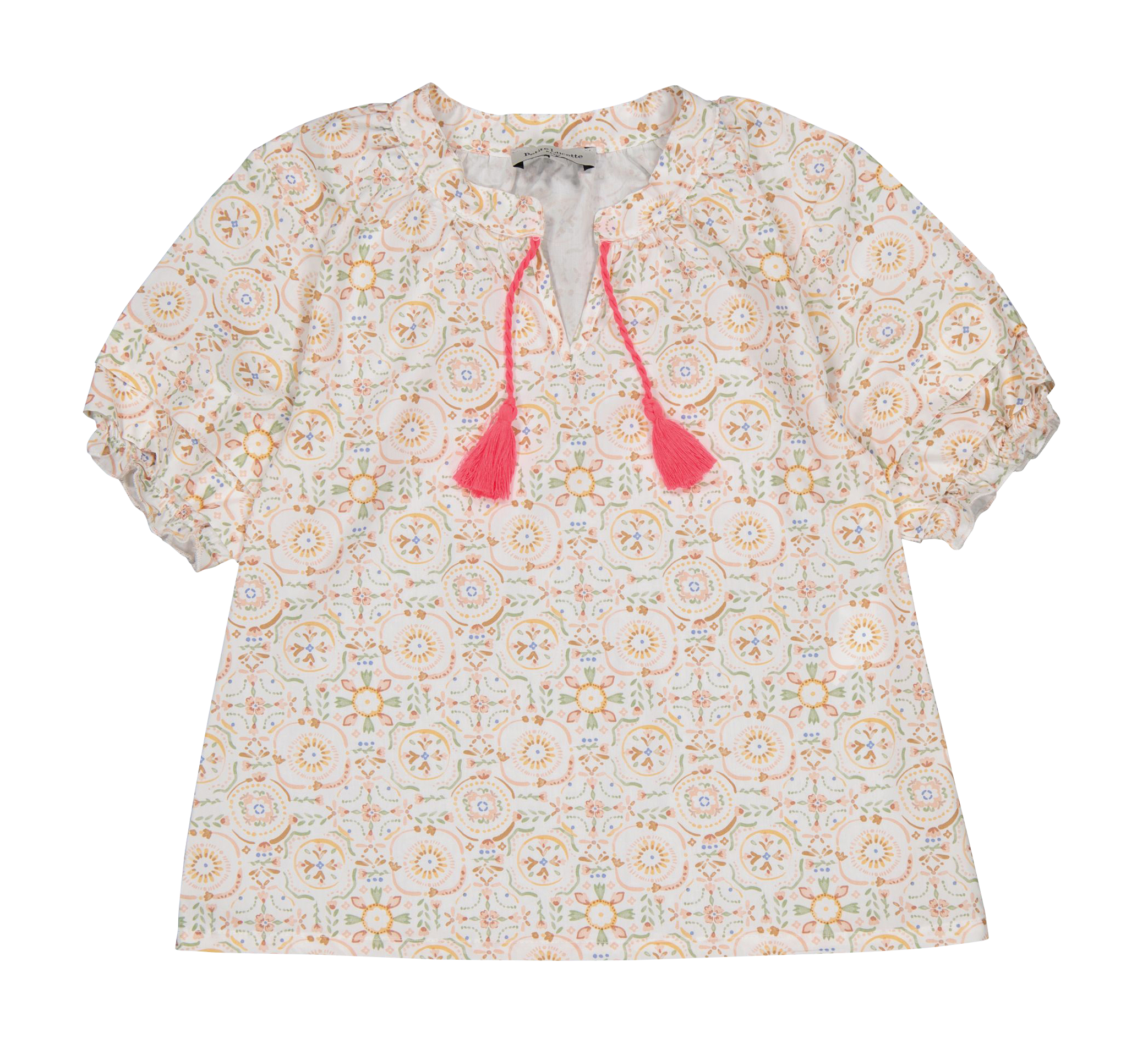 Blouse col tunisien imprimée en coton bio PETITE LUCETTE