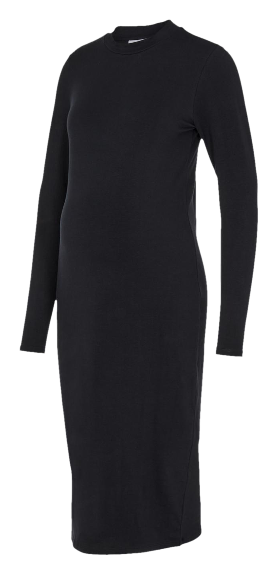 High-neck organic cotton-blend fitted midi dress MAMALICIOUS Black