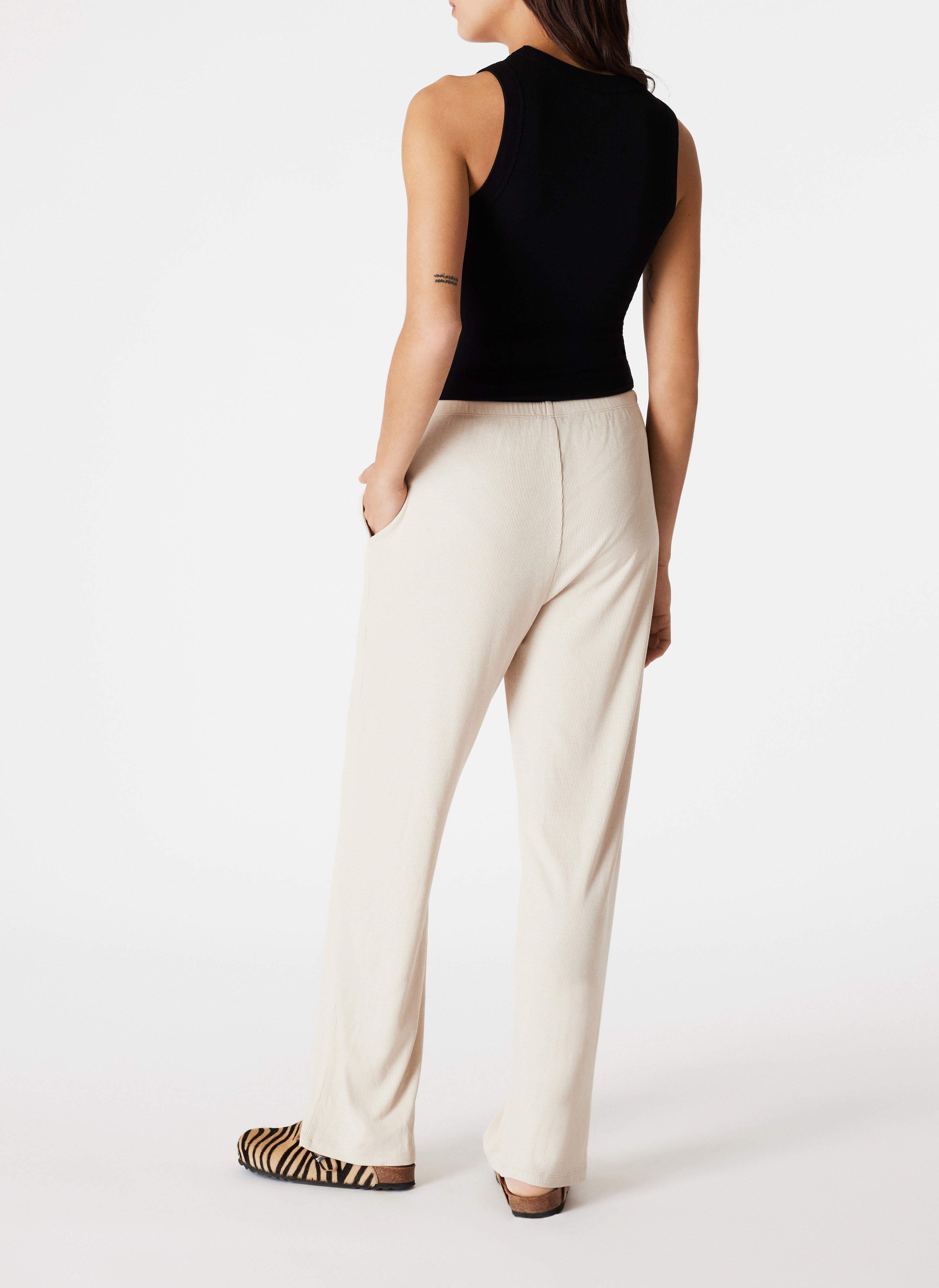 Gerippte Pyjamahose ICONE Beige