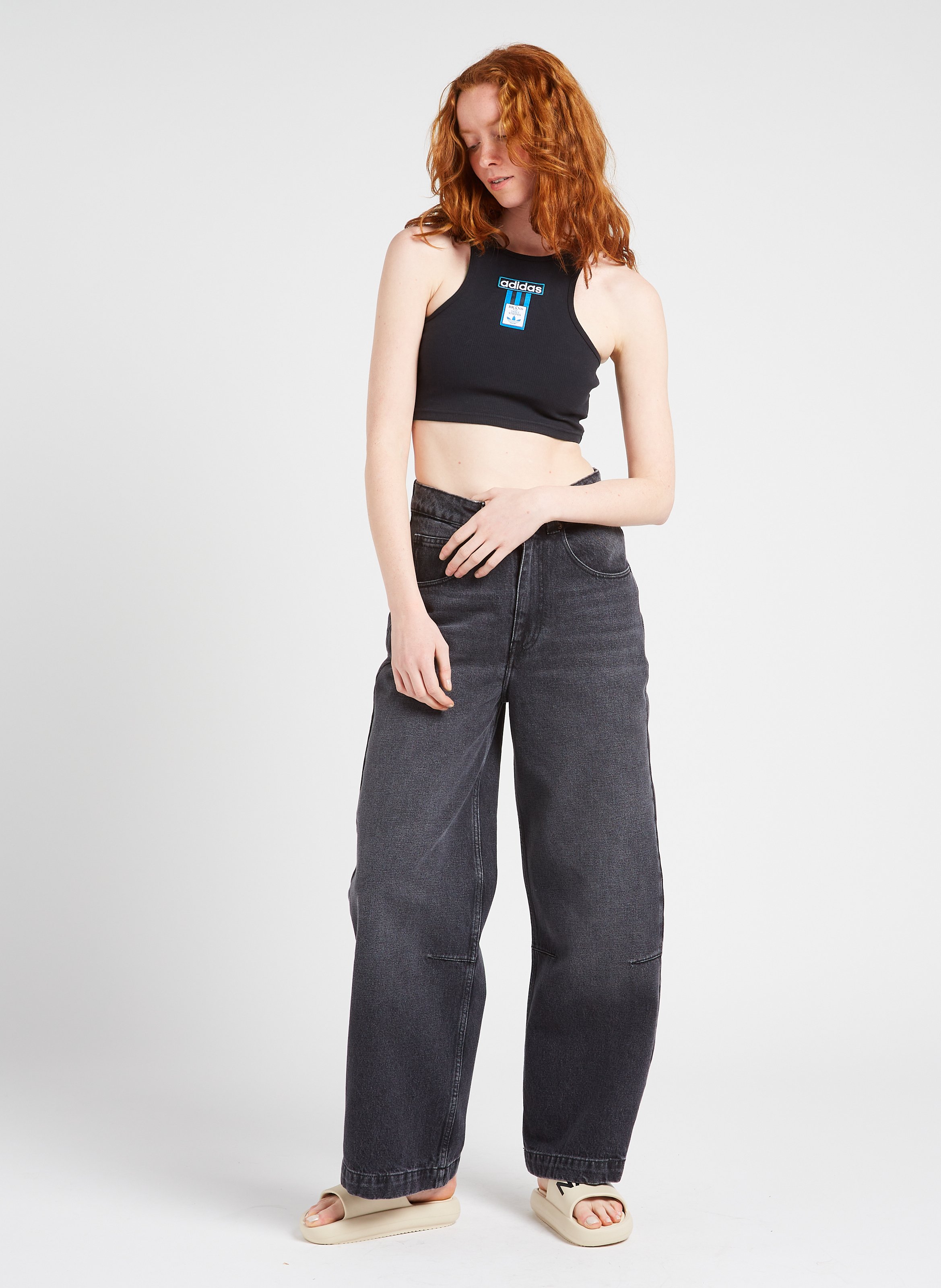 Débardeur ajusté en coton mélangé ADIDAS Noir