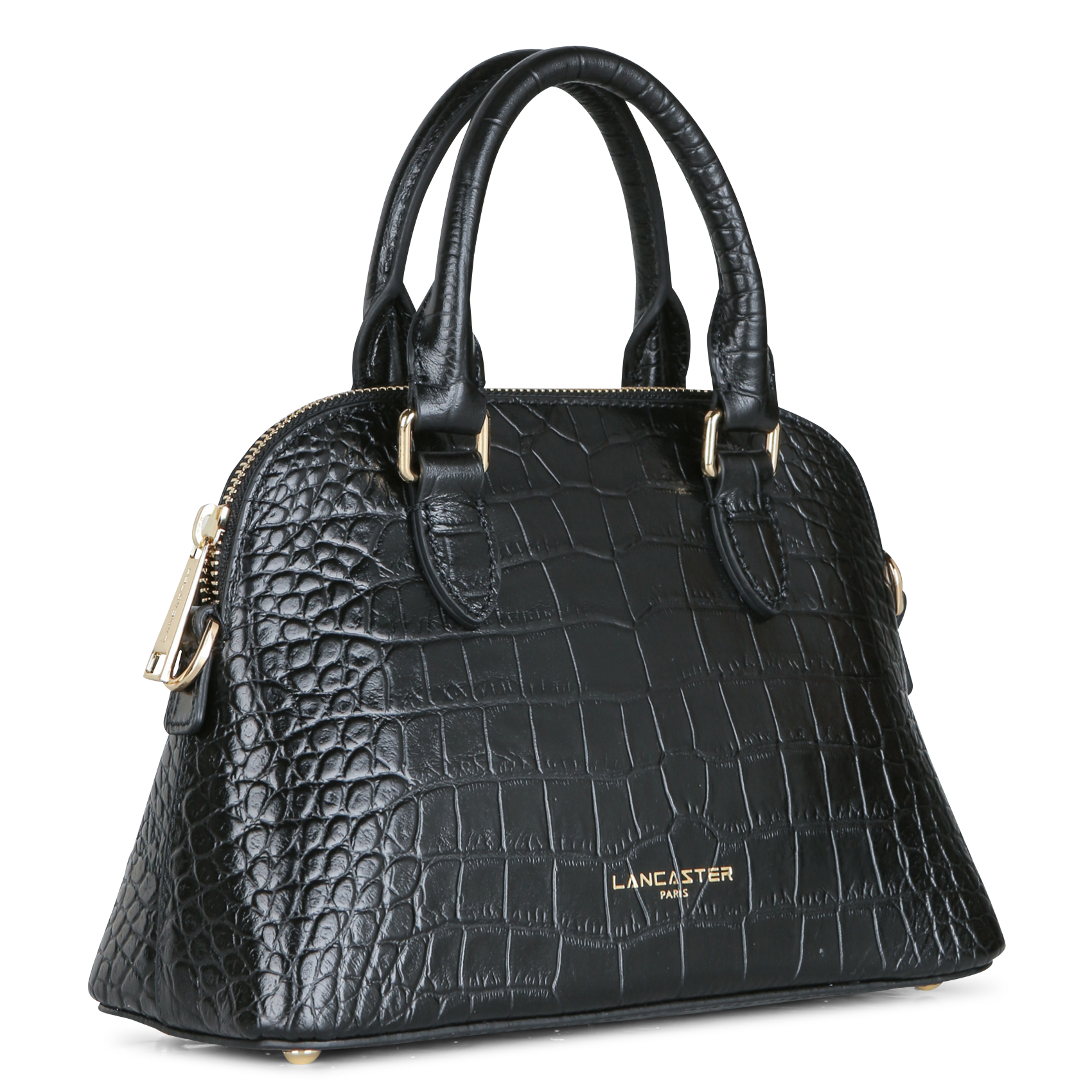 Halvemaanvormige tas van krokodil reliëf leer LANCASTER PARIS Zwart