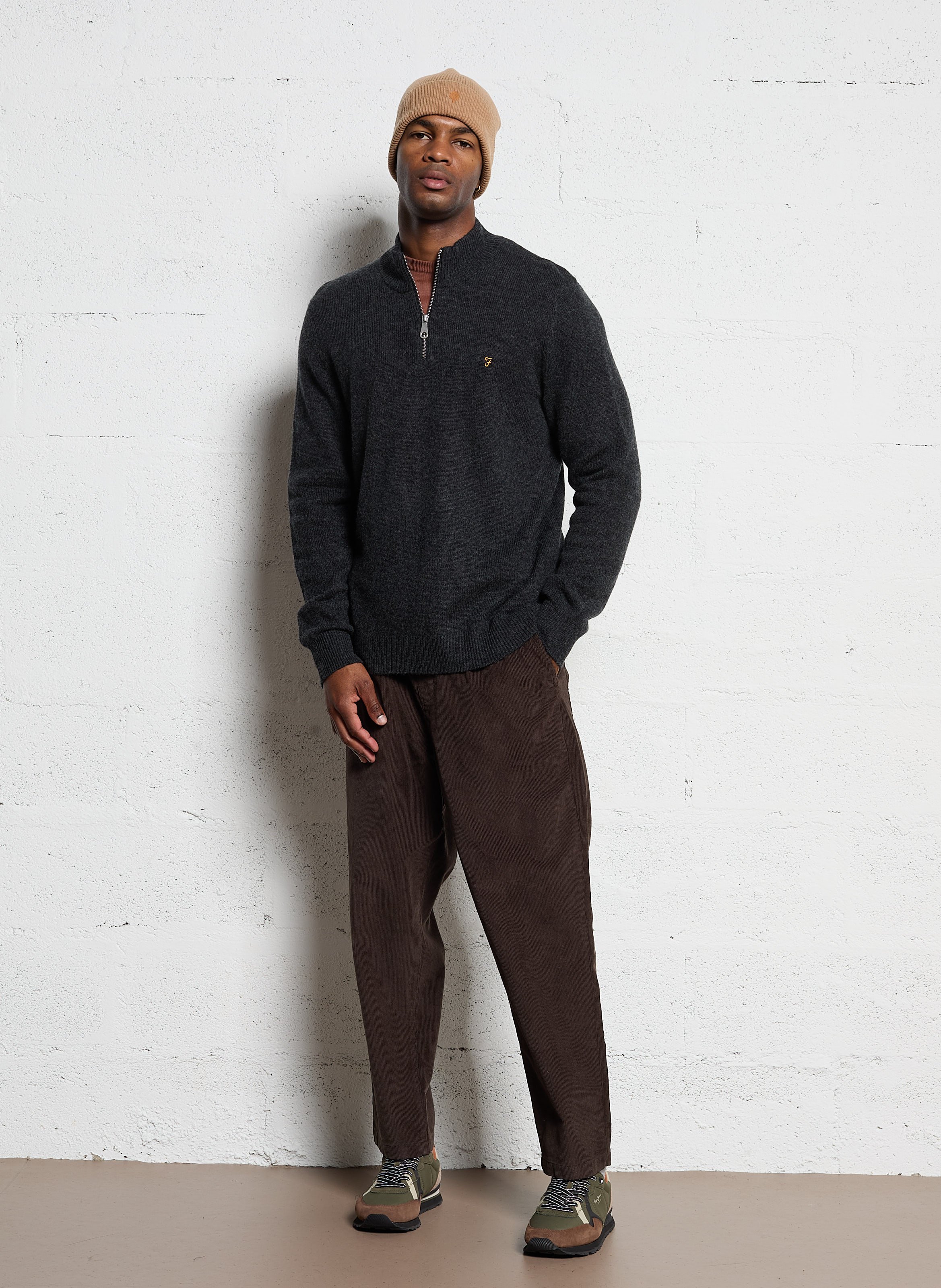 Slim-fit cotton cargo pants FARAH Brown