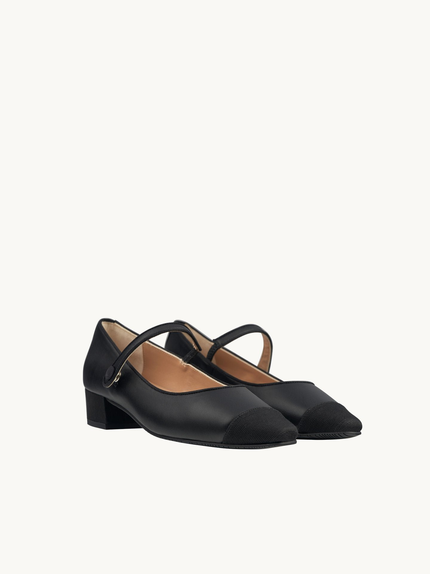 Pointed toe ballet flats with small heel in smooth leather EMZI PARIS Black