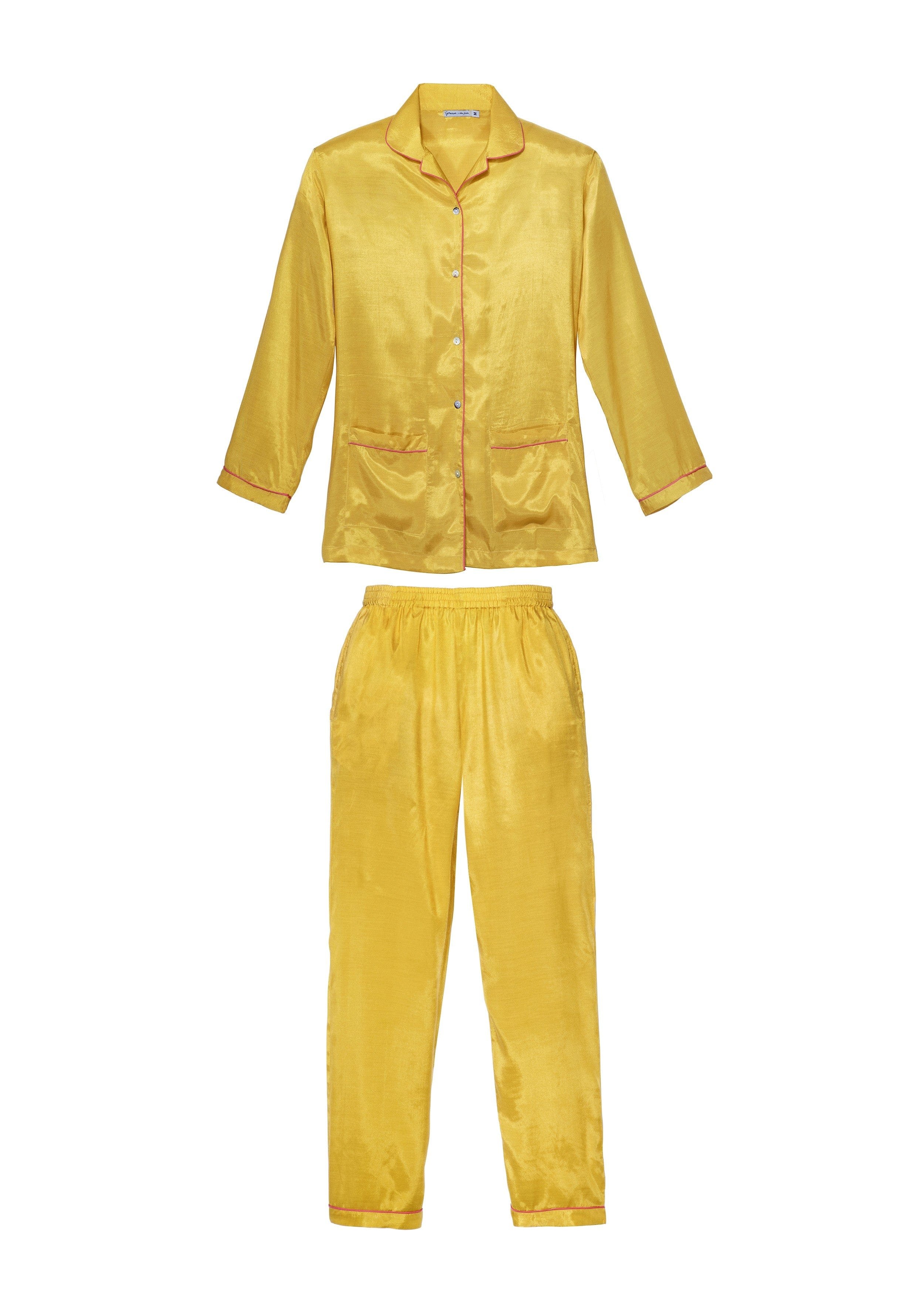 Pyjama coton et soie GERMAINE DES PRES Jaune