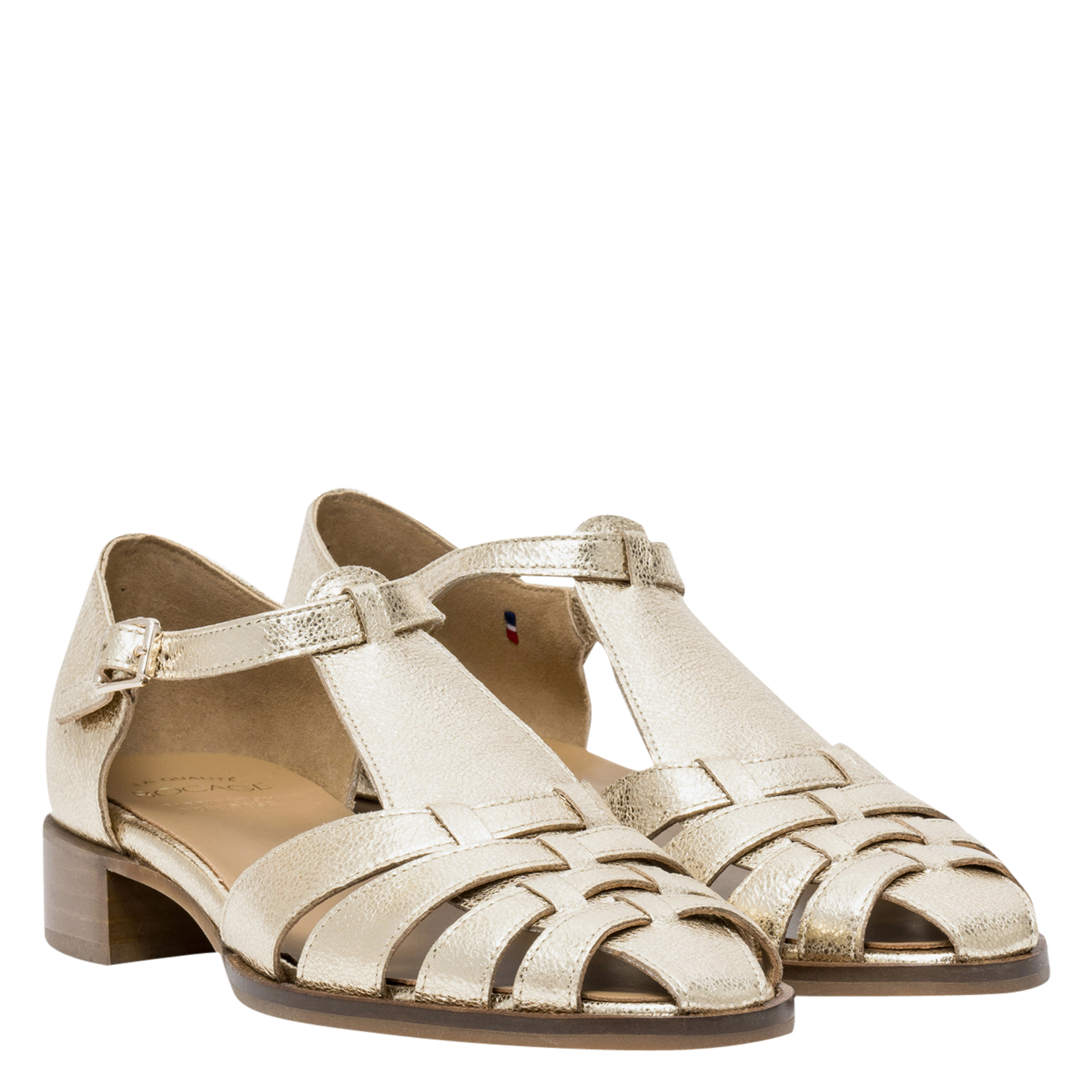 Sandales à talon en cuir BOCAGE Doré