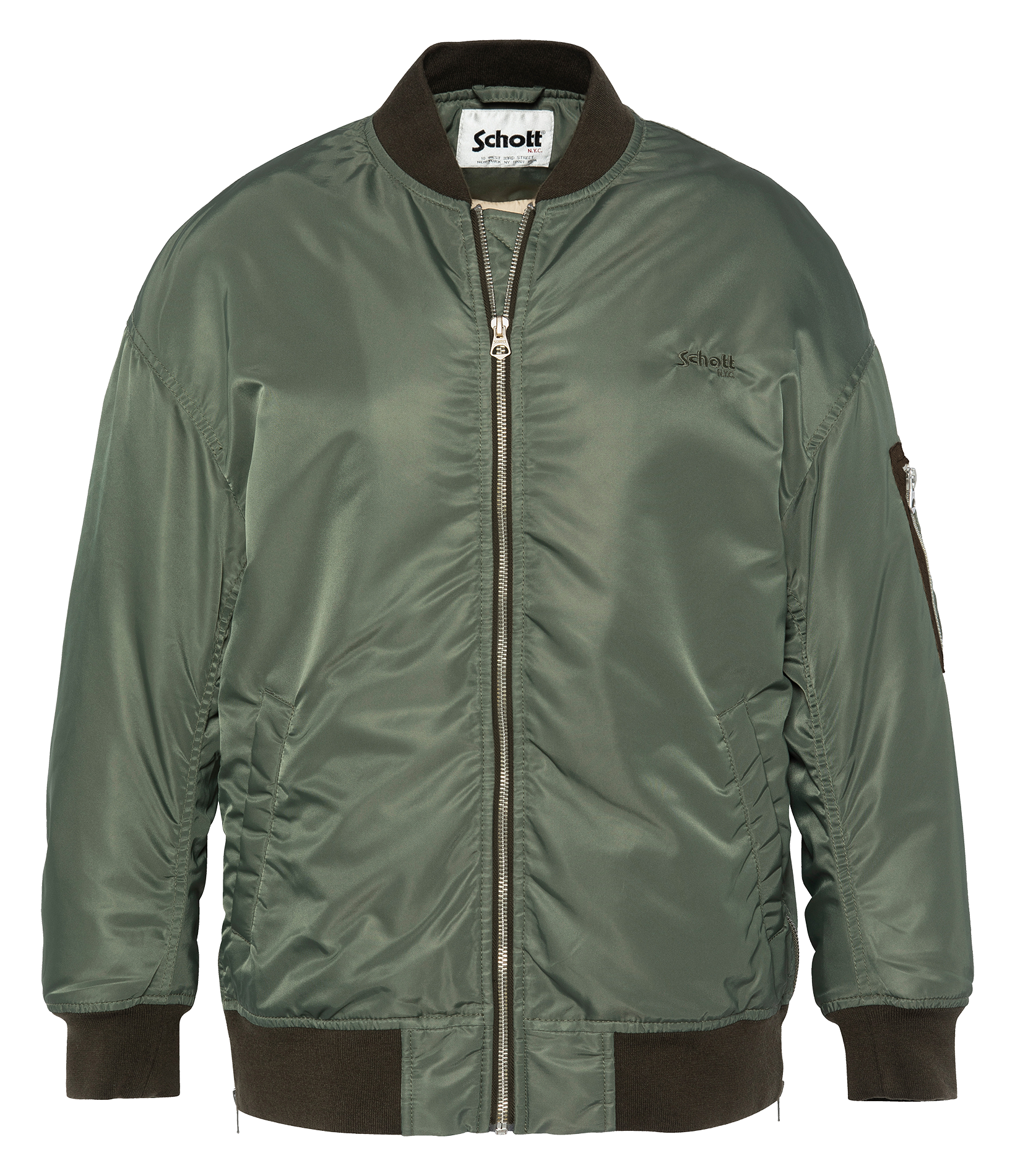 Veste col teddy  SCHOTT Vert