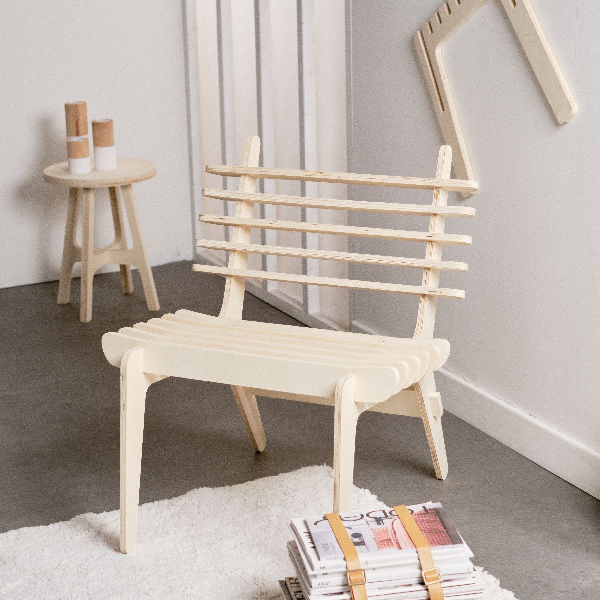 Japandi plywood armchair FACTORY Beige
