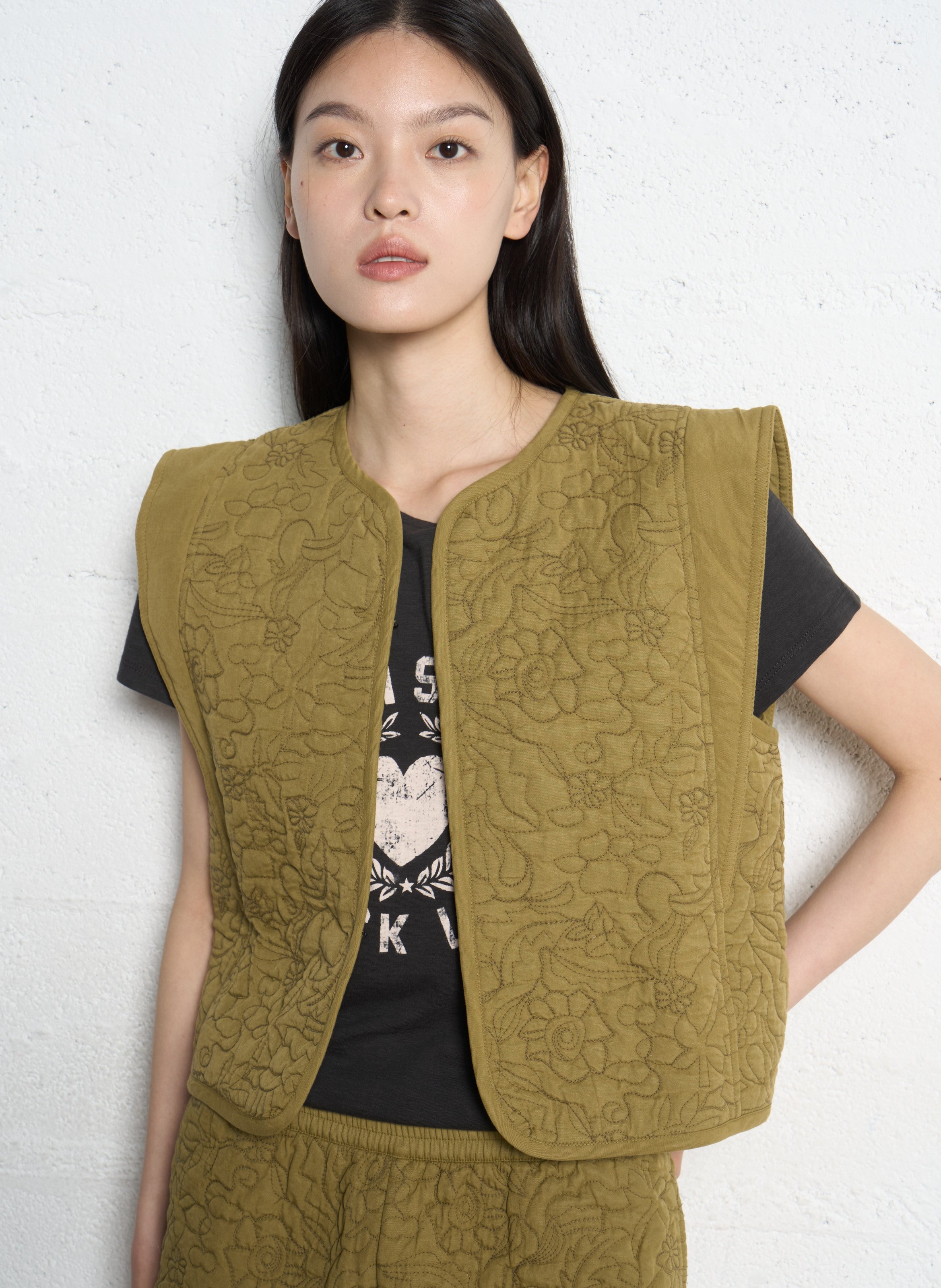 Quilted straight-cut jacket IKKS Khaki