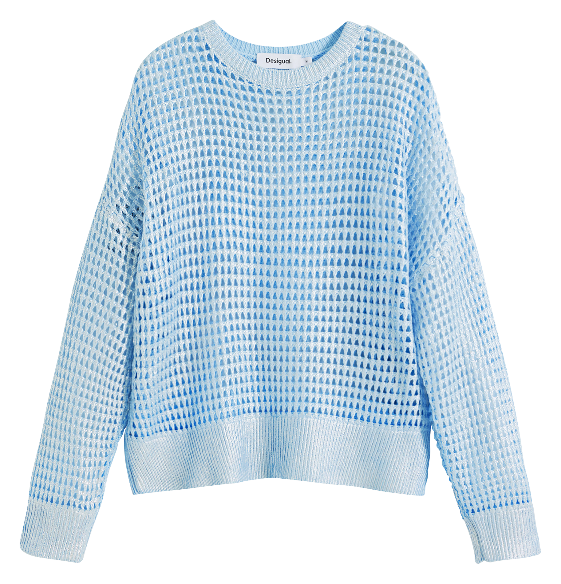 Pull droit ajouré en coton mélangé DESIGUAL Bleu