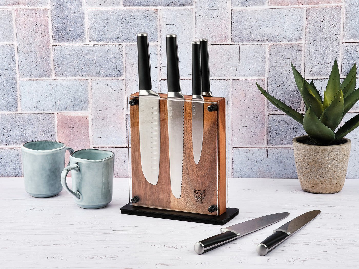 Jona Rauma kitchen knife set - 7 pieces BJORN Black