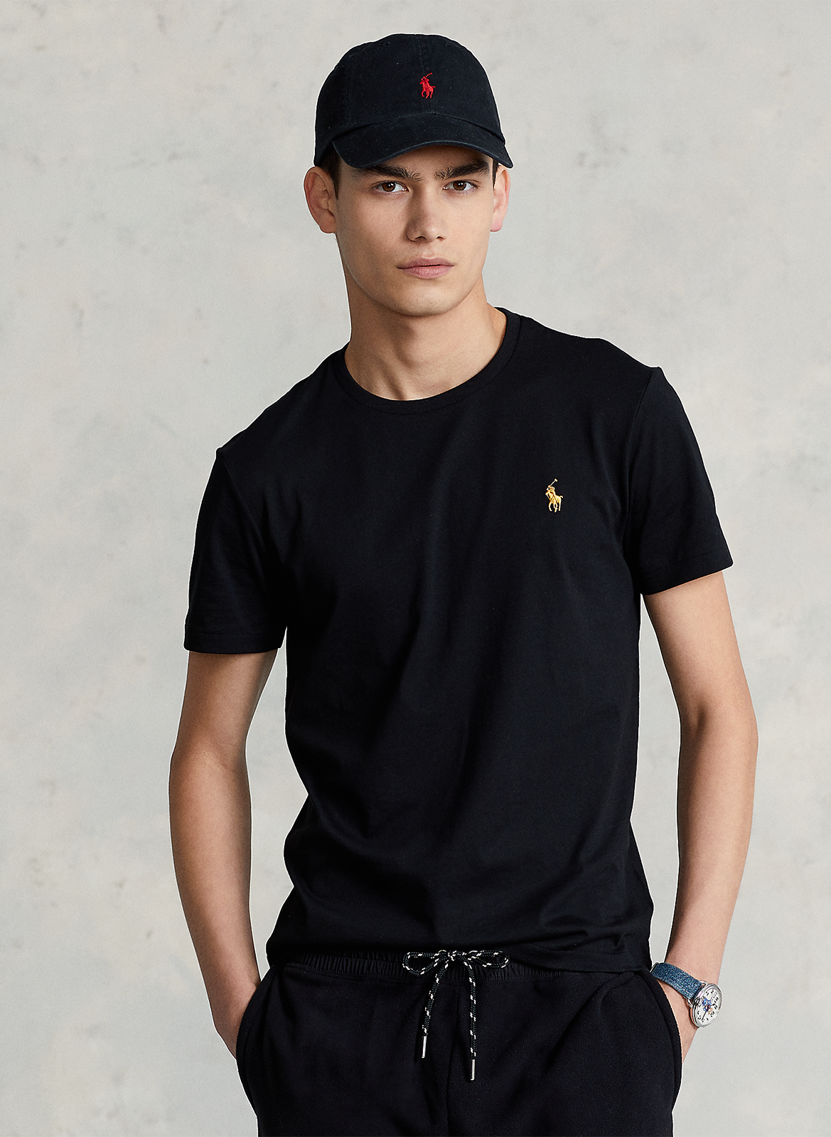 Tee-shirt col rond en coton POLO RALPH LAUREN Noir