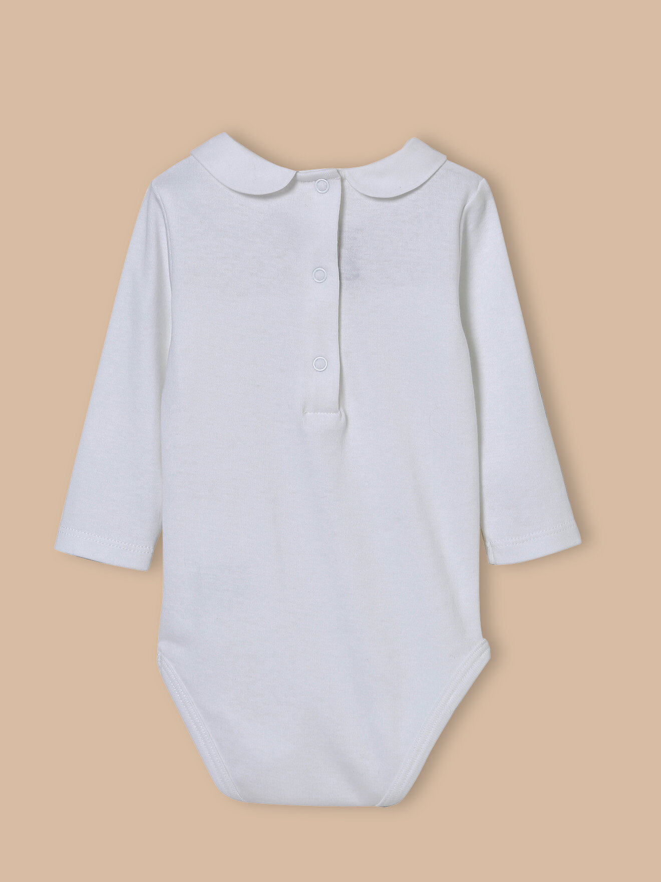 Organic cotton bodysuit with embroidered collar CYRILLUS White