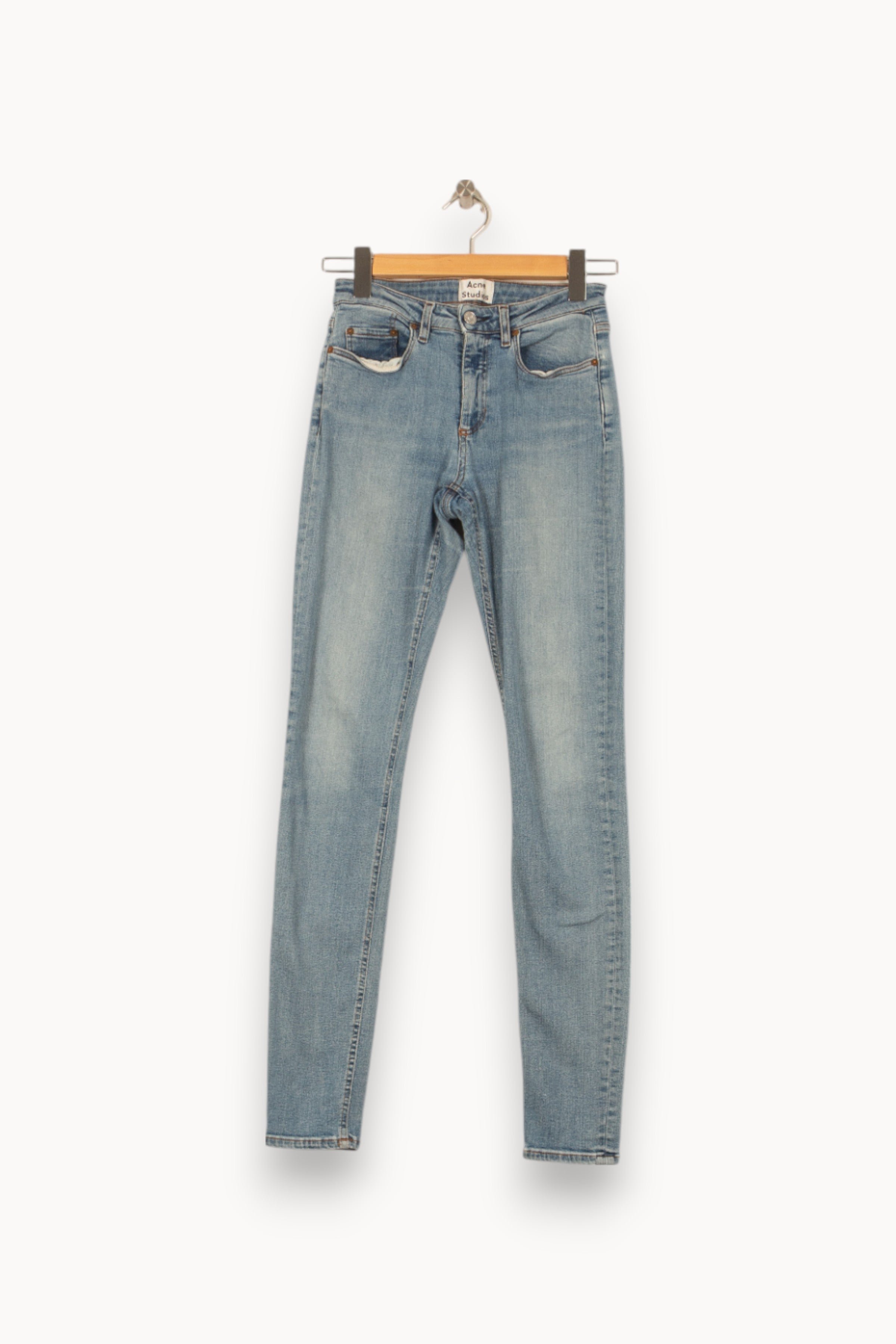 Cropped slim jeans with studs ACNE STUDIOS - Seconde Main Blue