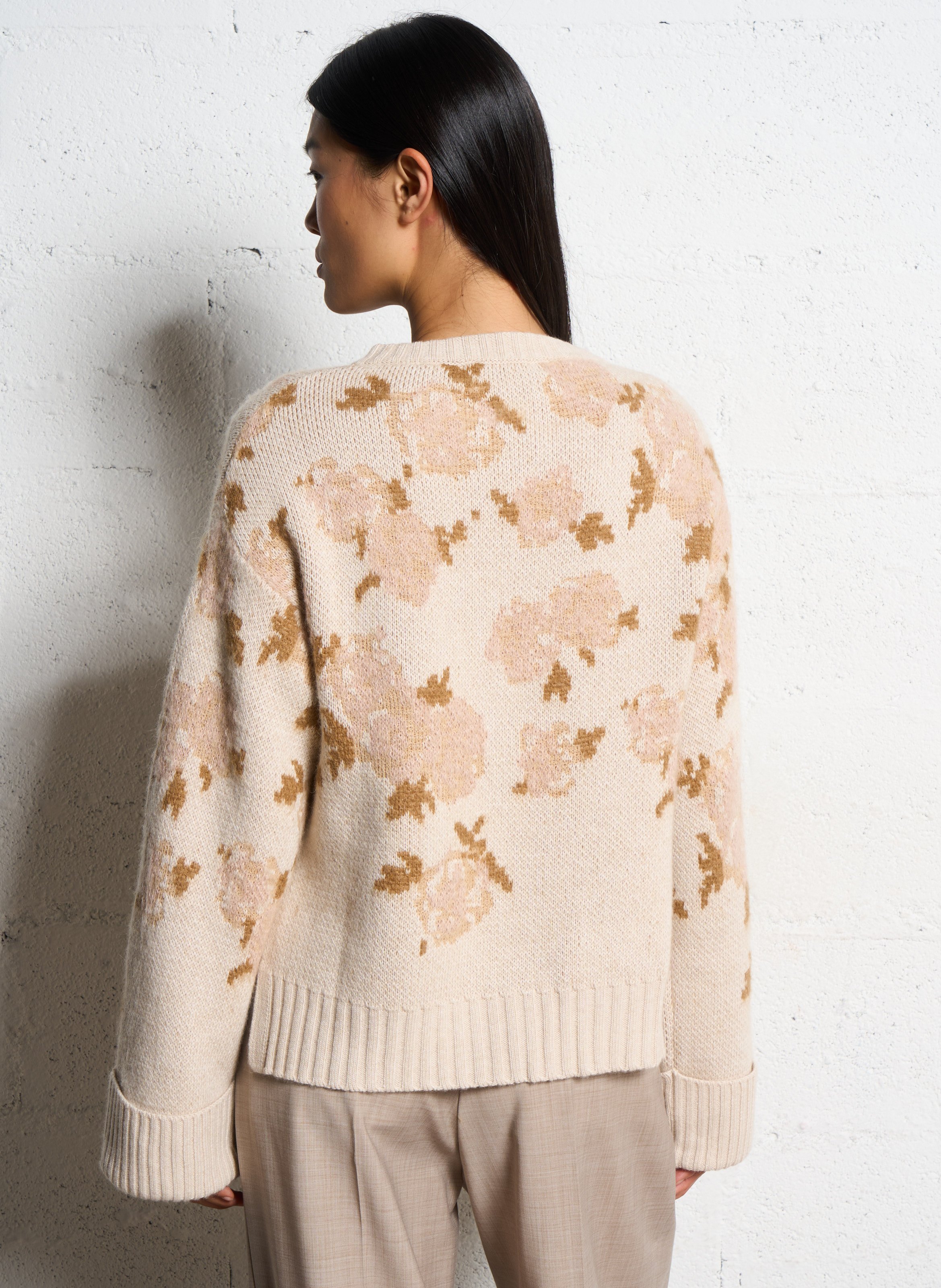 Pull ample imprimé col rond MOMONI Beige