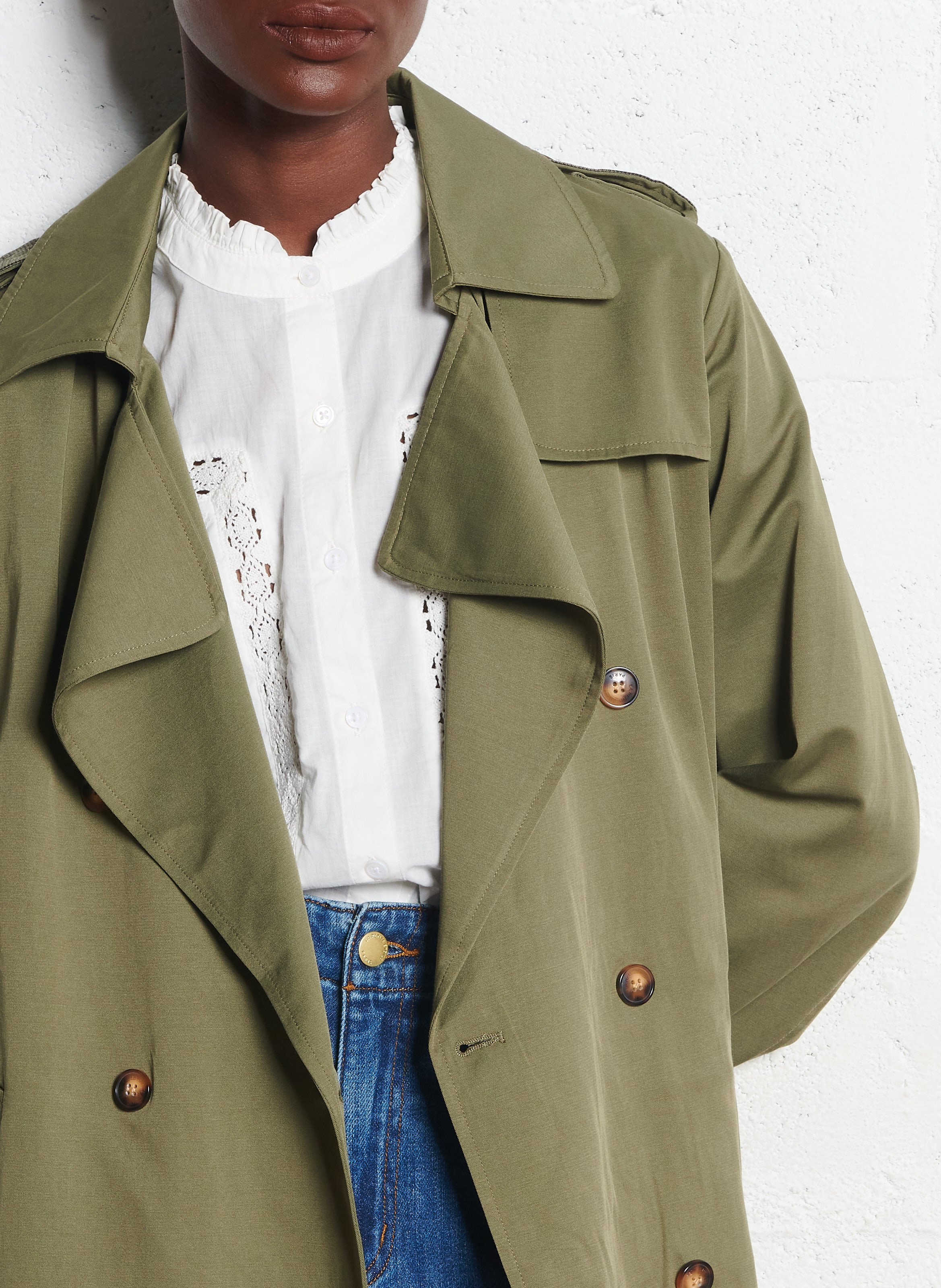 Trench col tailleur en coton mélangé LA PETITE ETOILE Kaki