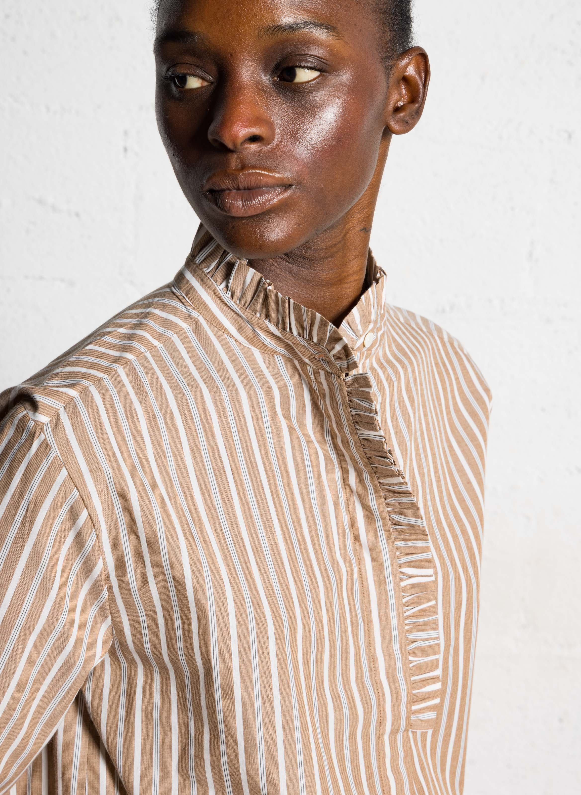 Celena striped cotton oversized shirt BELLA JONES Brown