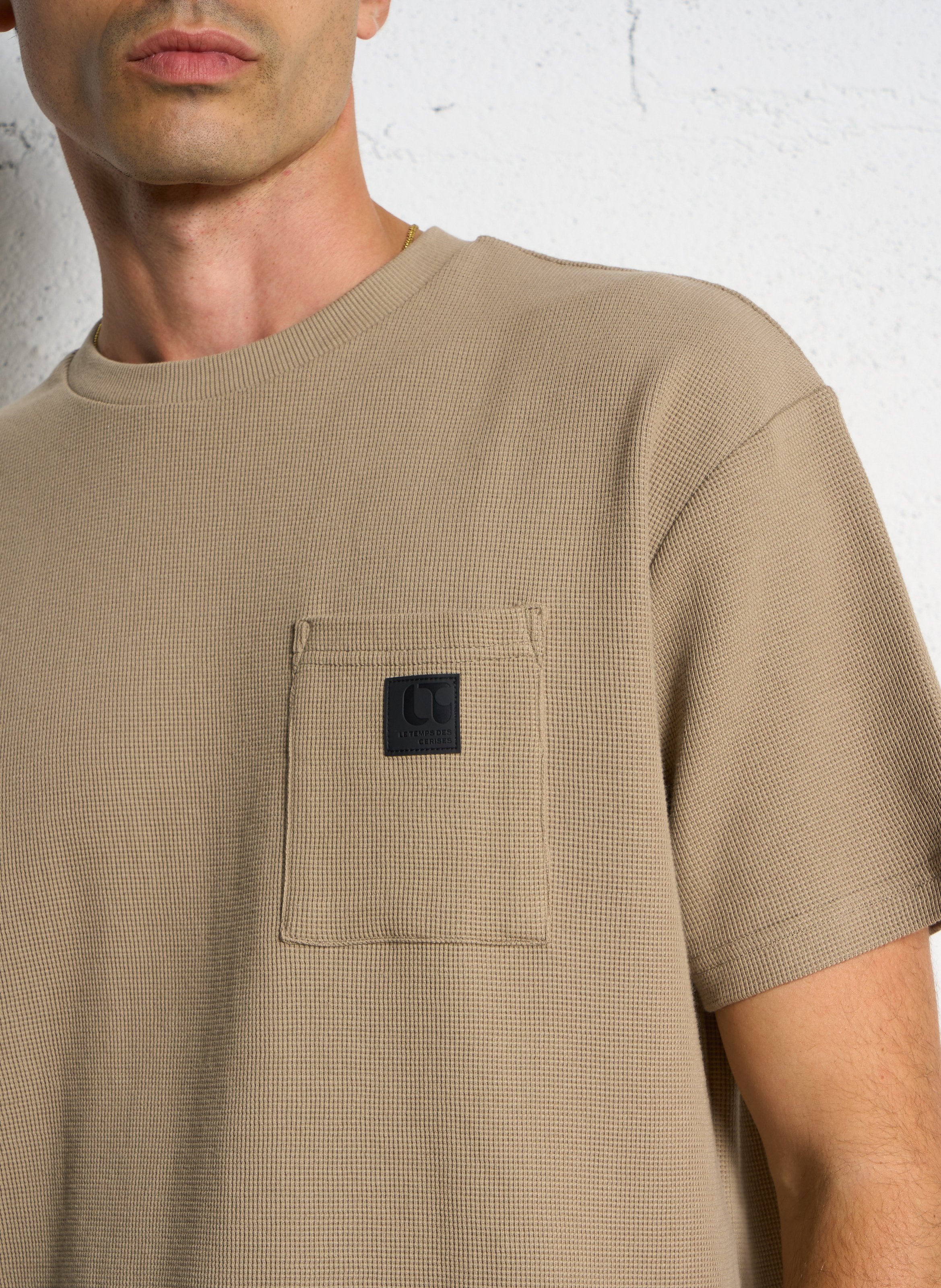 Basic cotton-mix T-shirt LE TEMPS DES CERISES Beige