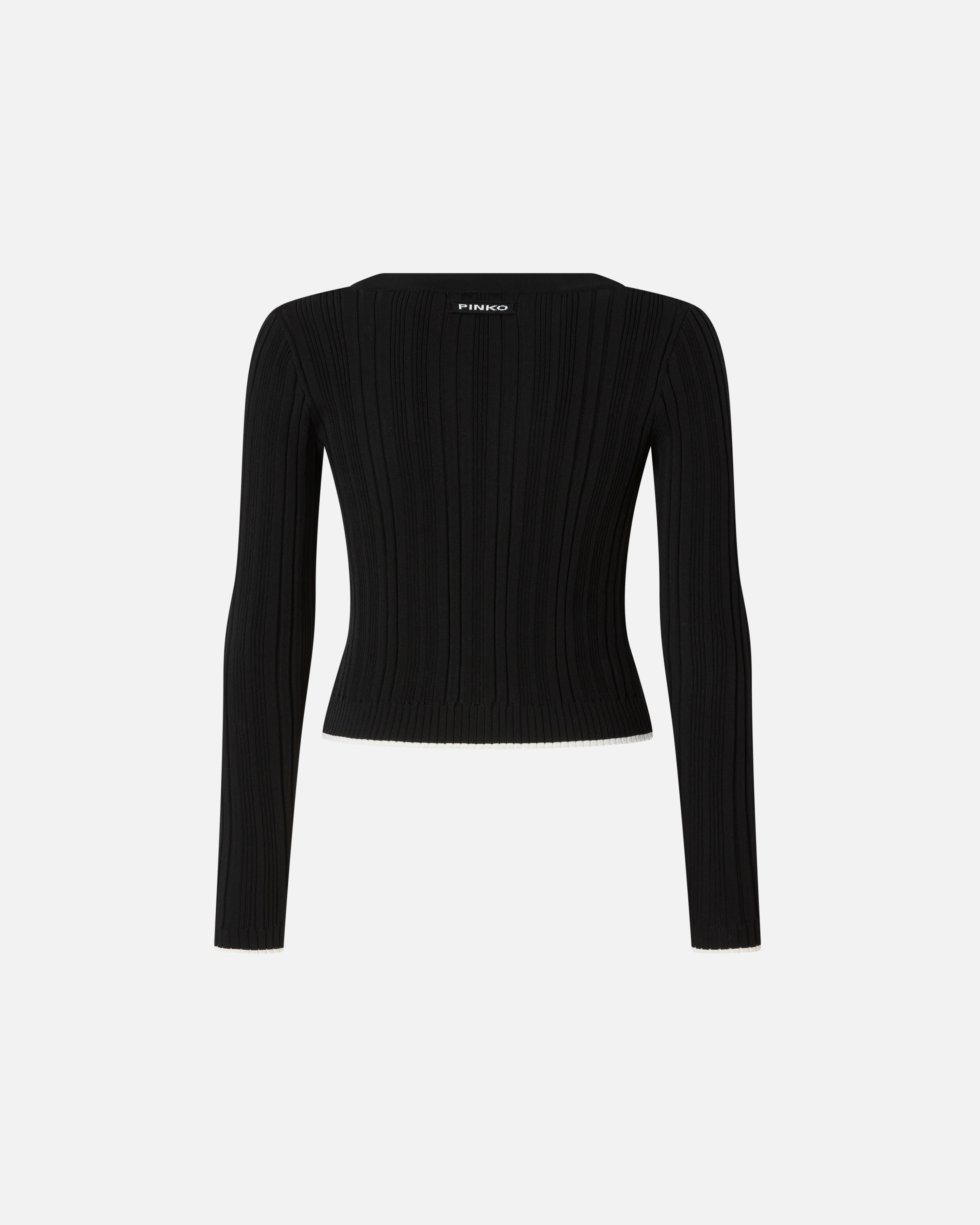 Ribbed knit V-neck cardigan PINKO Black