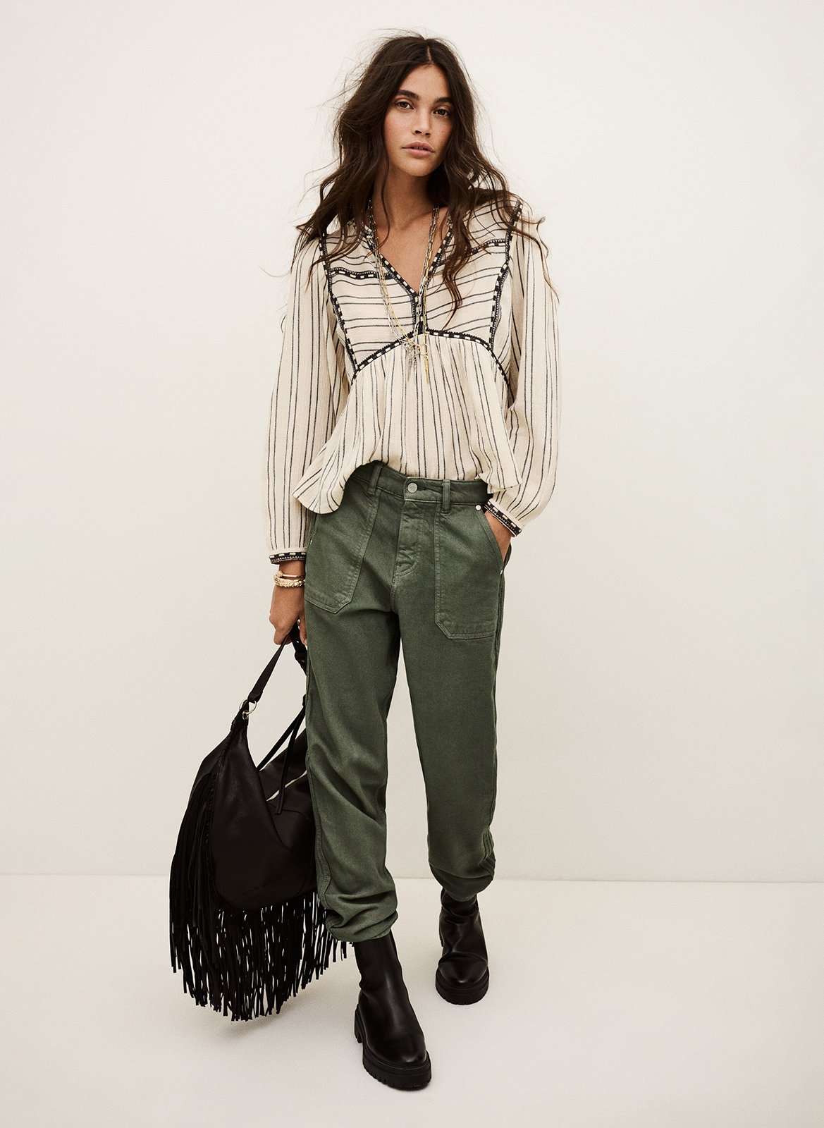 Wijde joggingbroek met een relaxte uitstraling. BA&SH Kaki