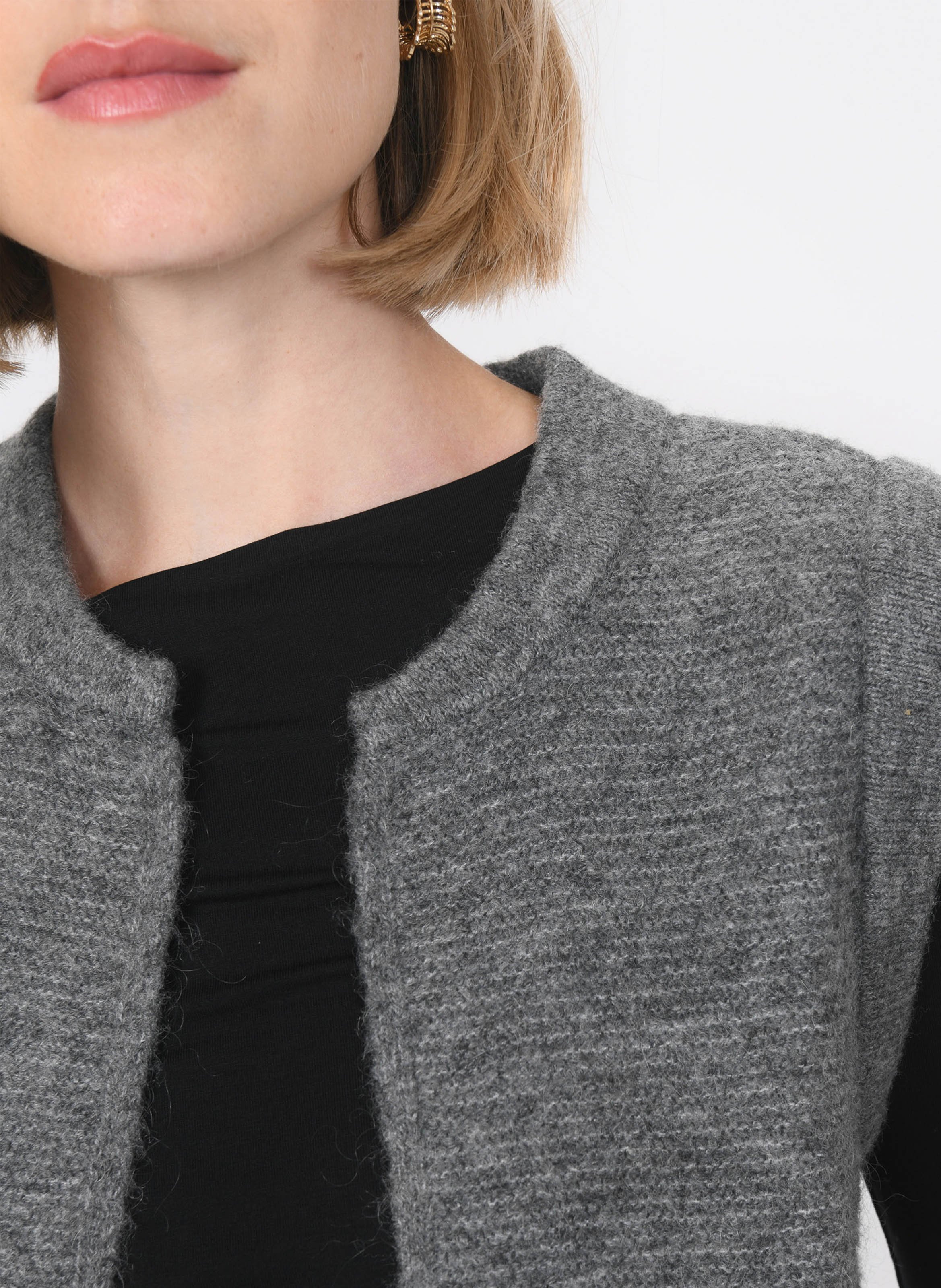 Gilet ouvert sans manches en maille mélangée KOOKAI Gris