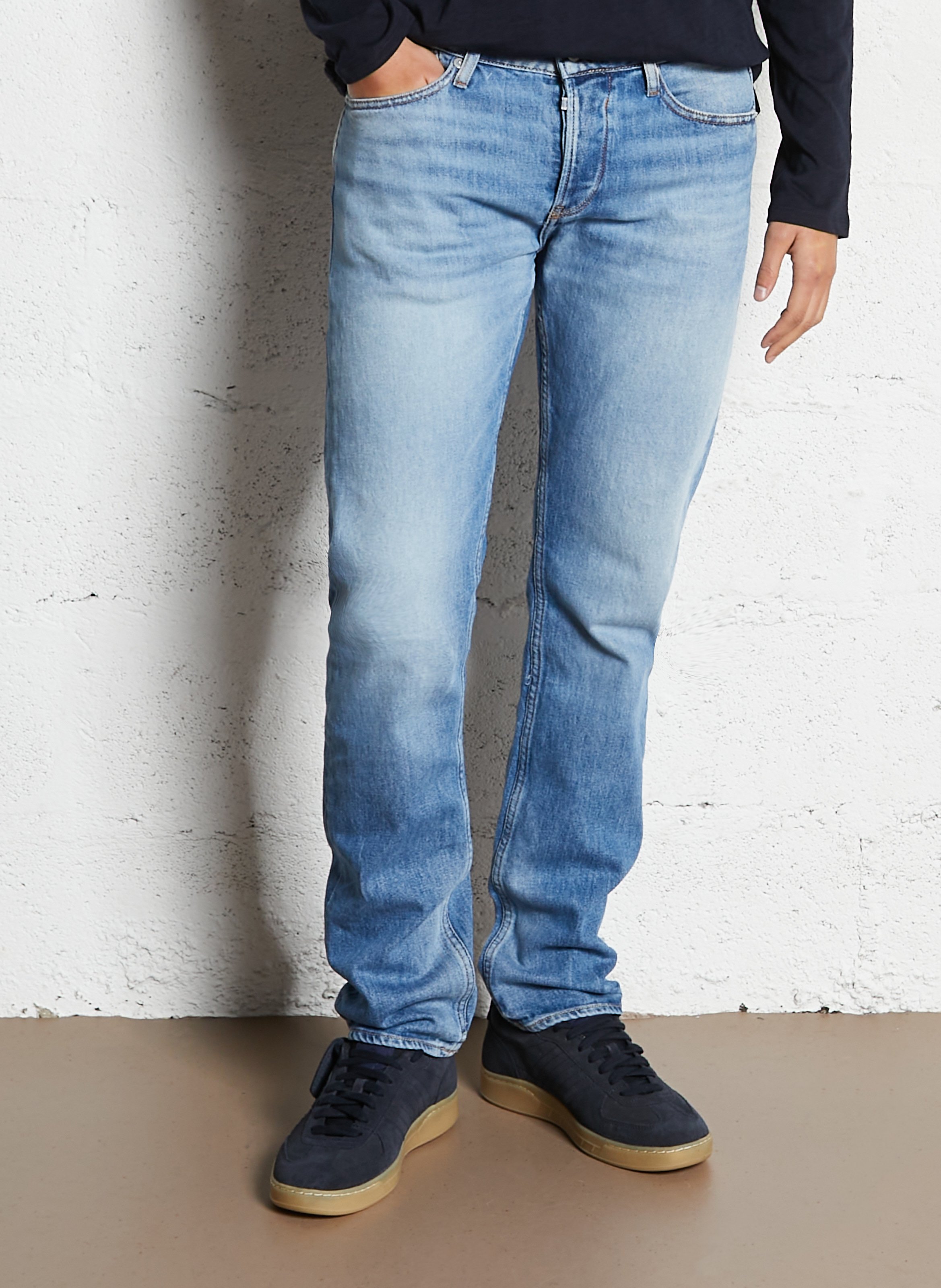 Faded straight jeans LE TEMPS DES CERISES Blue