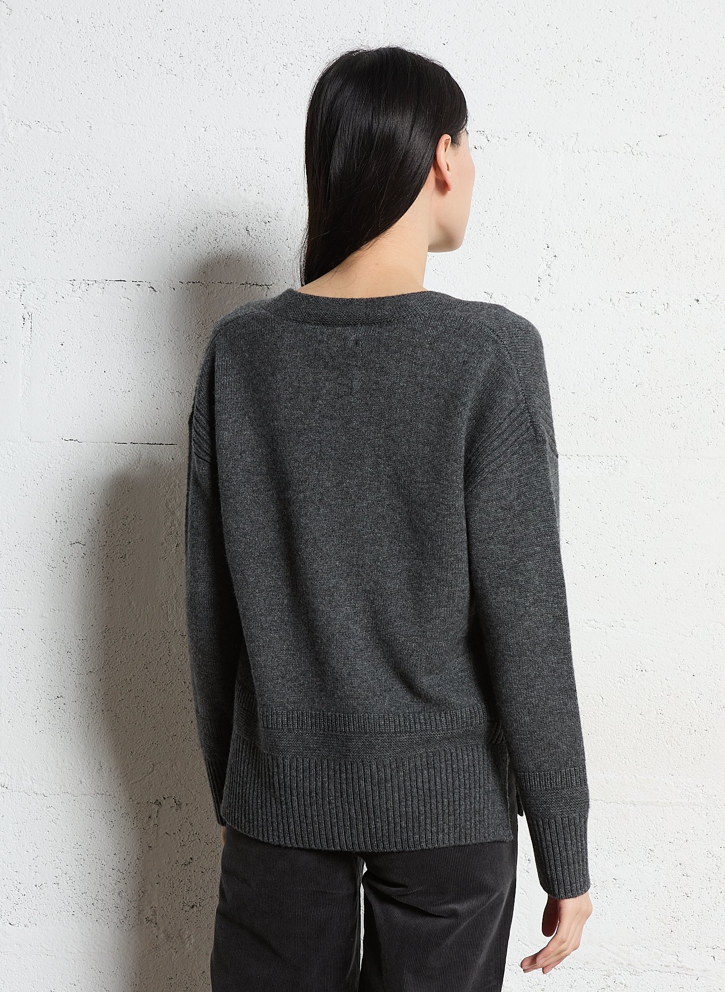 Pull droit col tunisien en laine  MAISON 123 Gris