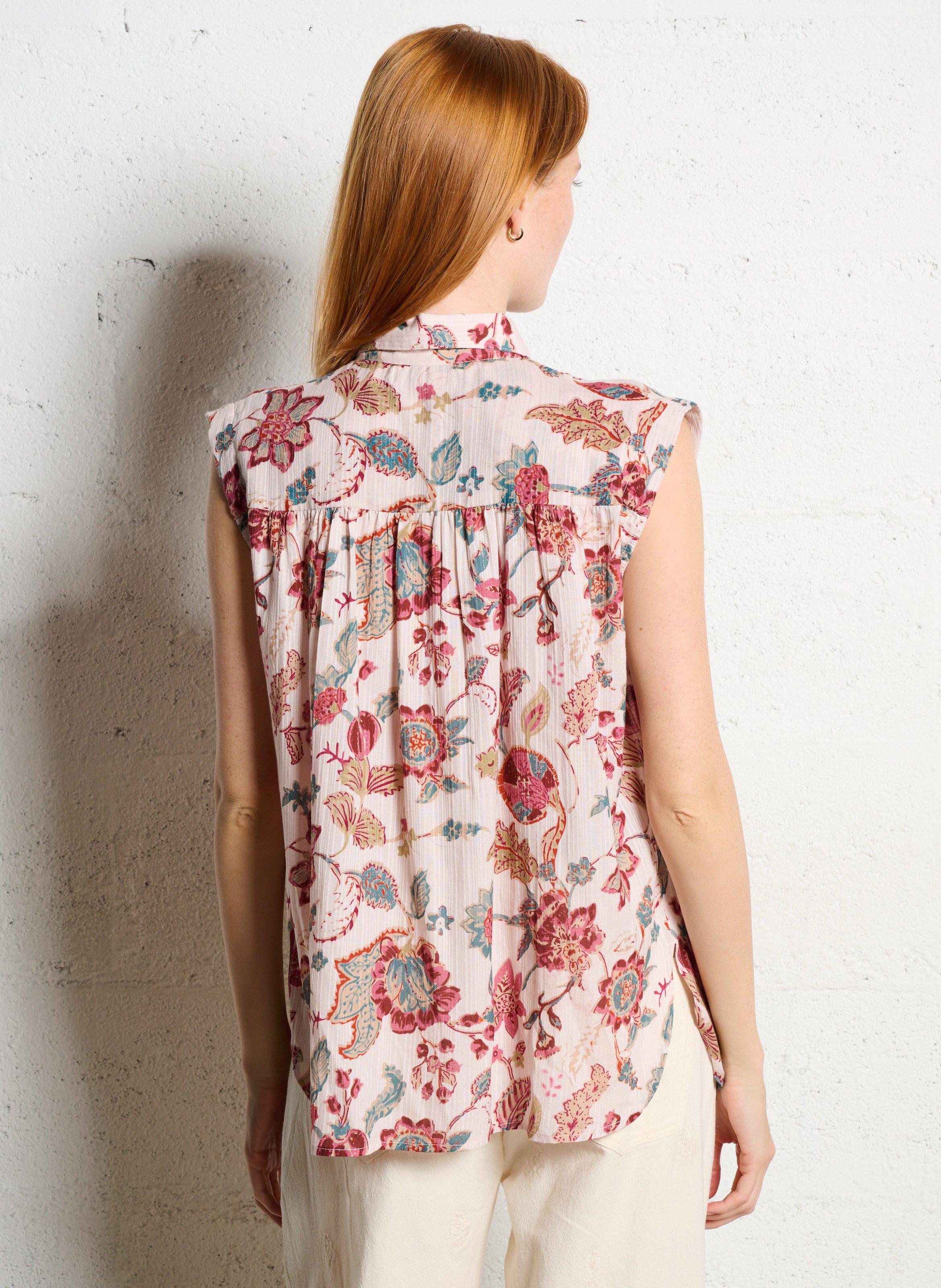 Straight printed shirt with classic collar MAISON HOTEL Pink