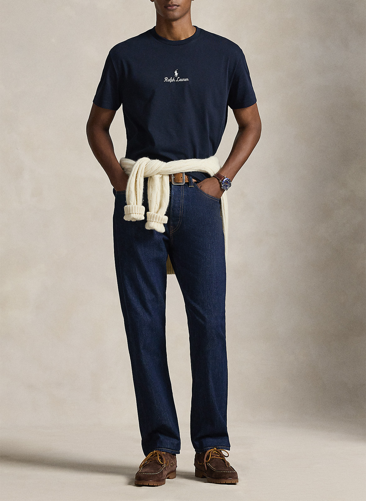 Tee-shirt col rond en coton POLO RALPH LAUREN Bleu