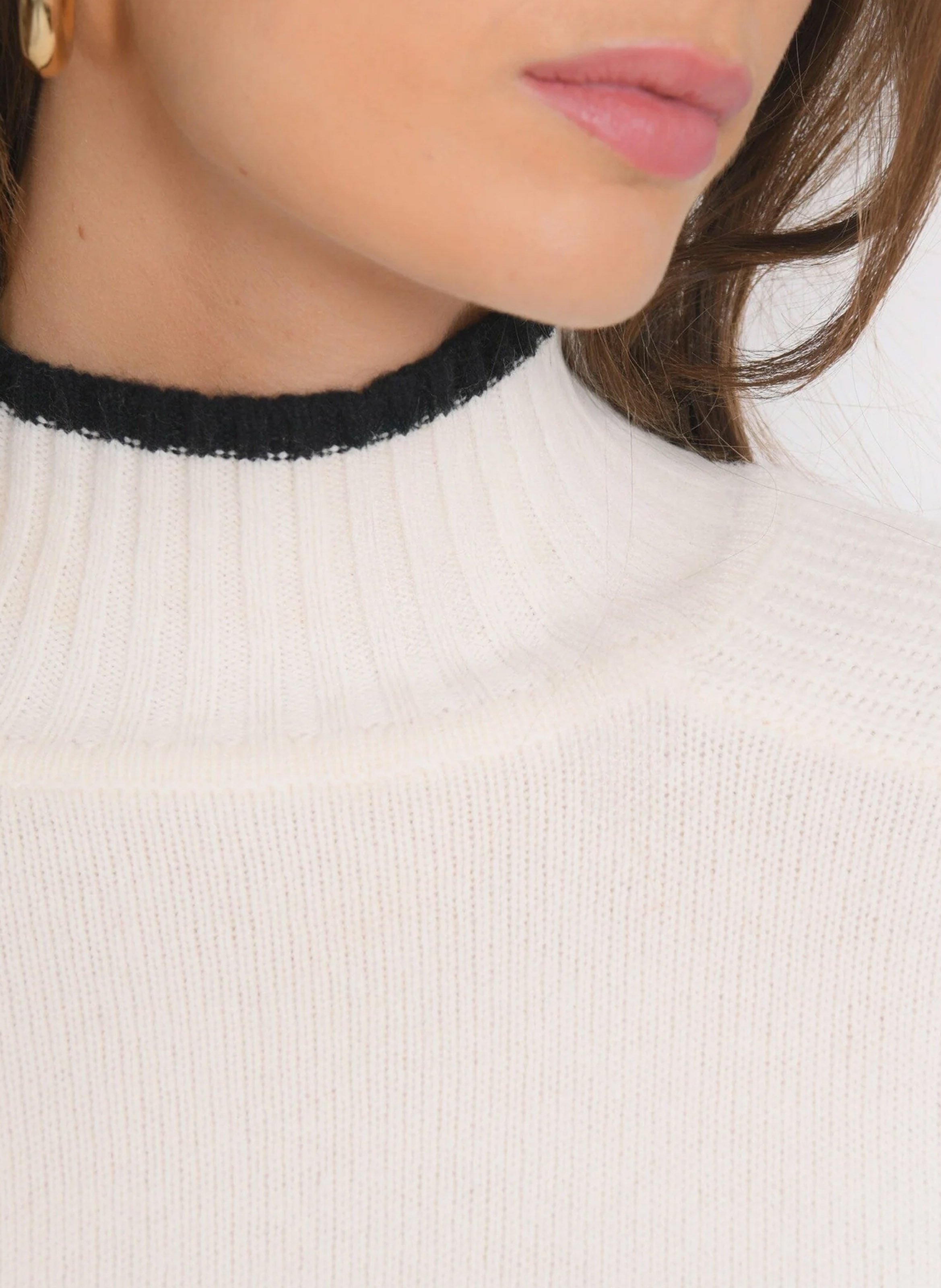 Pull oversize col V en laine et cachemire KOOKAI Noir