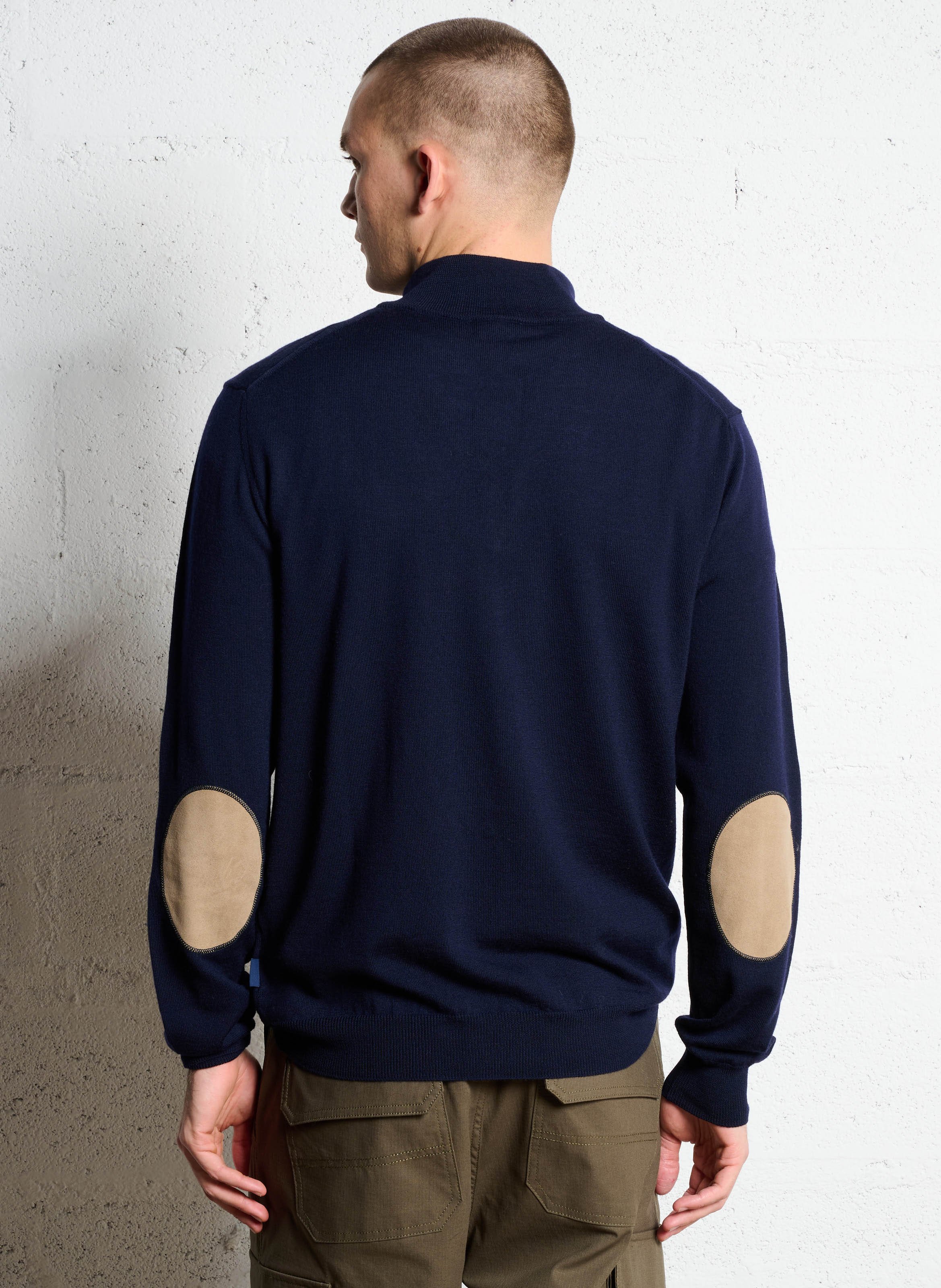 Rechte wollen trui met opstaande kraag en rits FACONNABLE Blauw