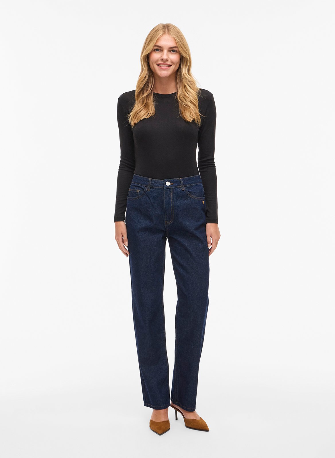 Cotton straight jeans VILA Blue