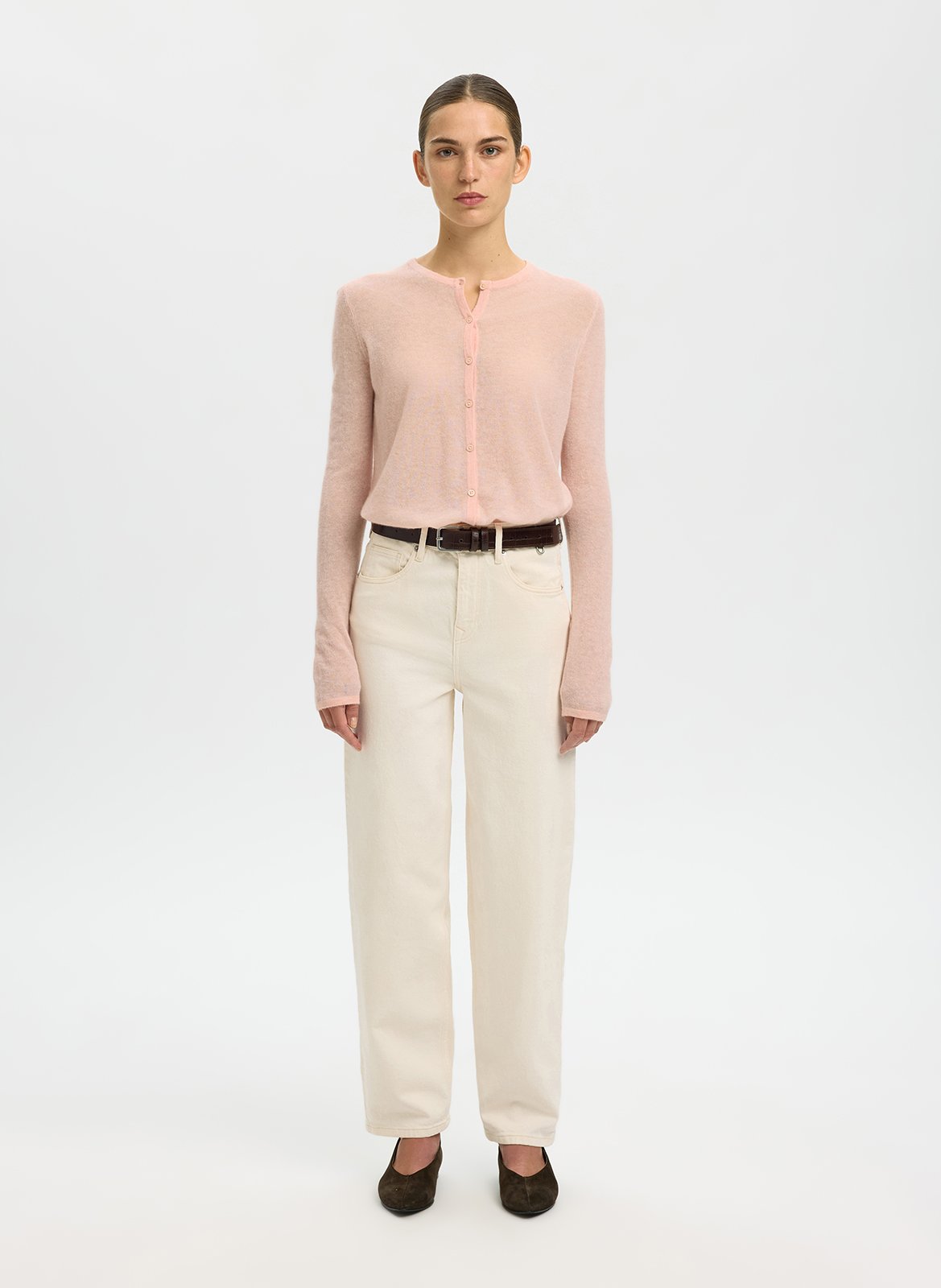 Round-neck cardigan SELECTED Pink