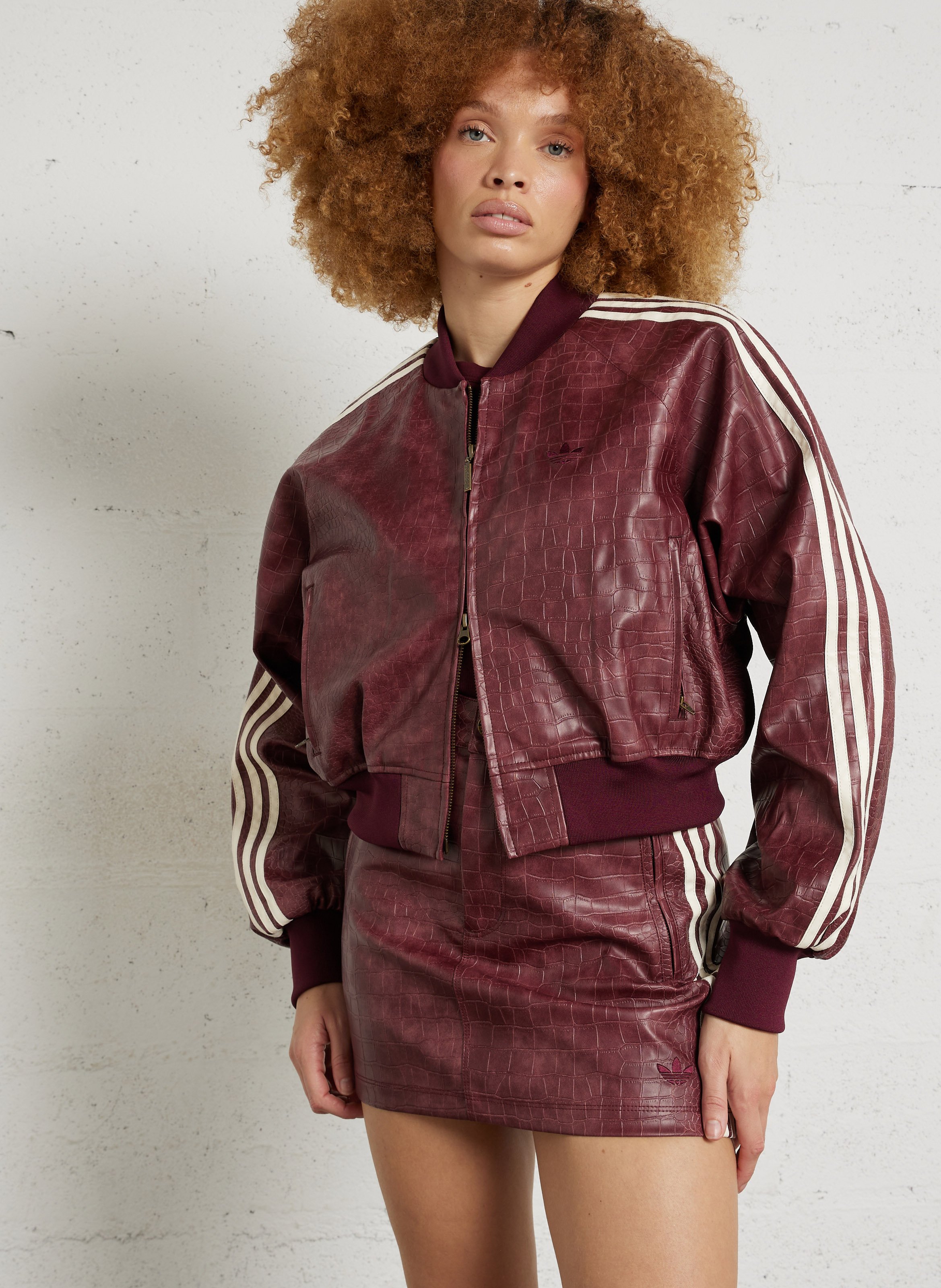 Rechte jas met ronde kraag en krokodillenleer reliëf ADIDAS Rood