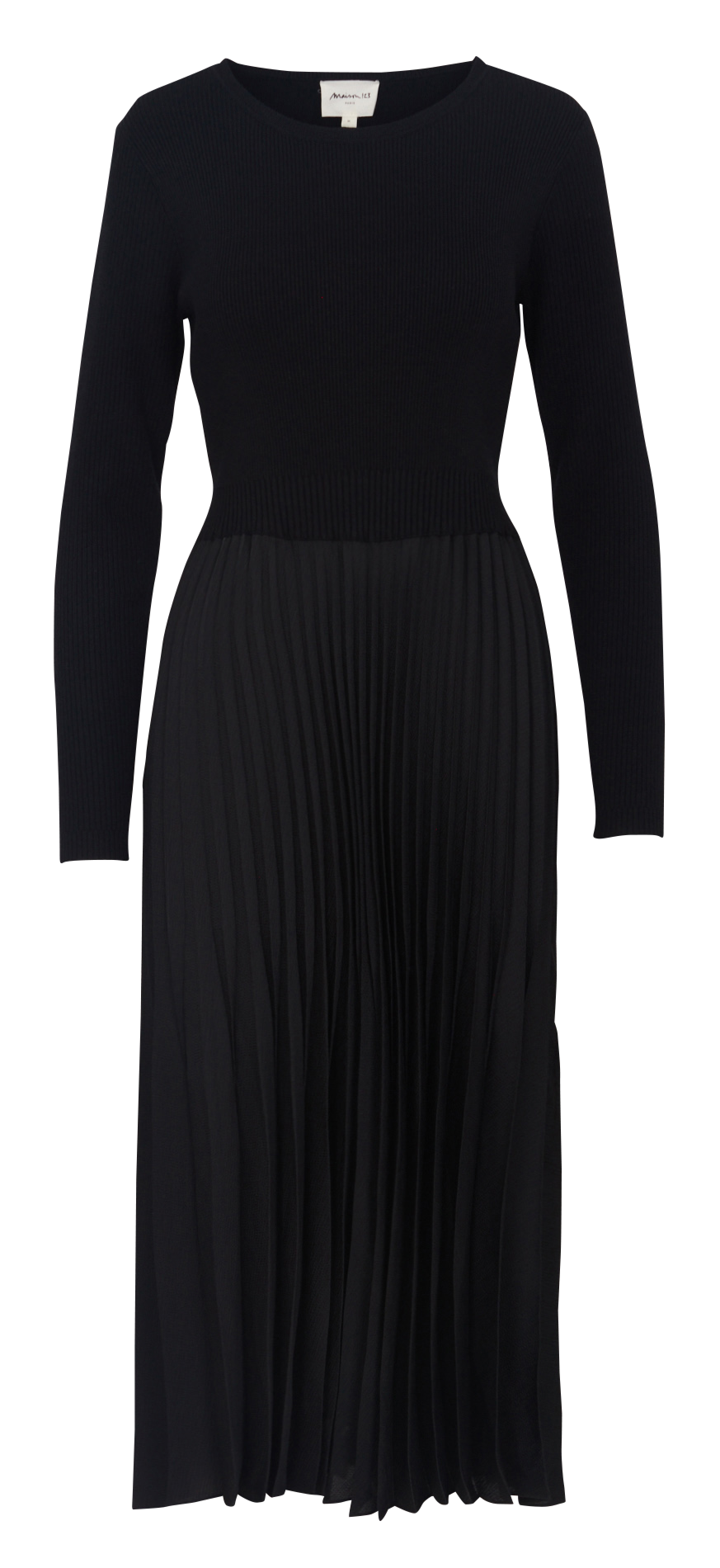 Halflange jurk van tricot met ronde hals MAISON 123 Zwart