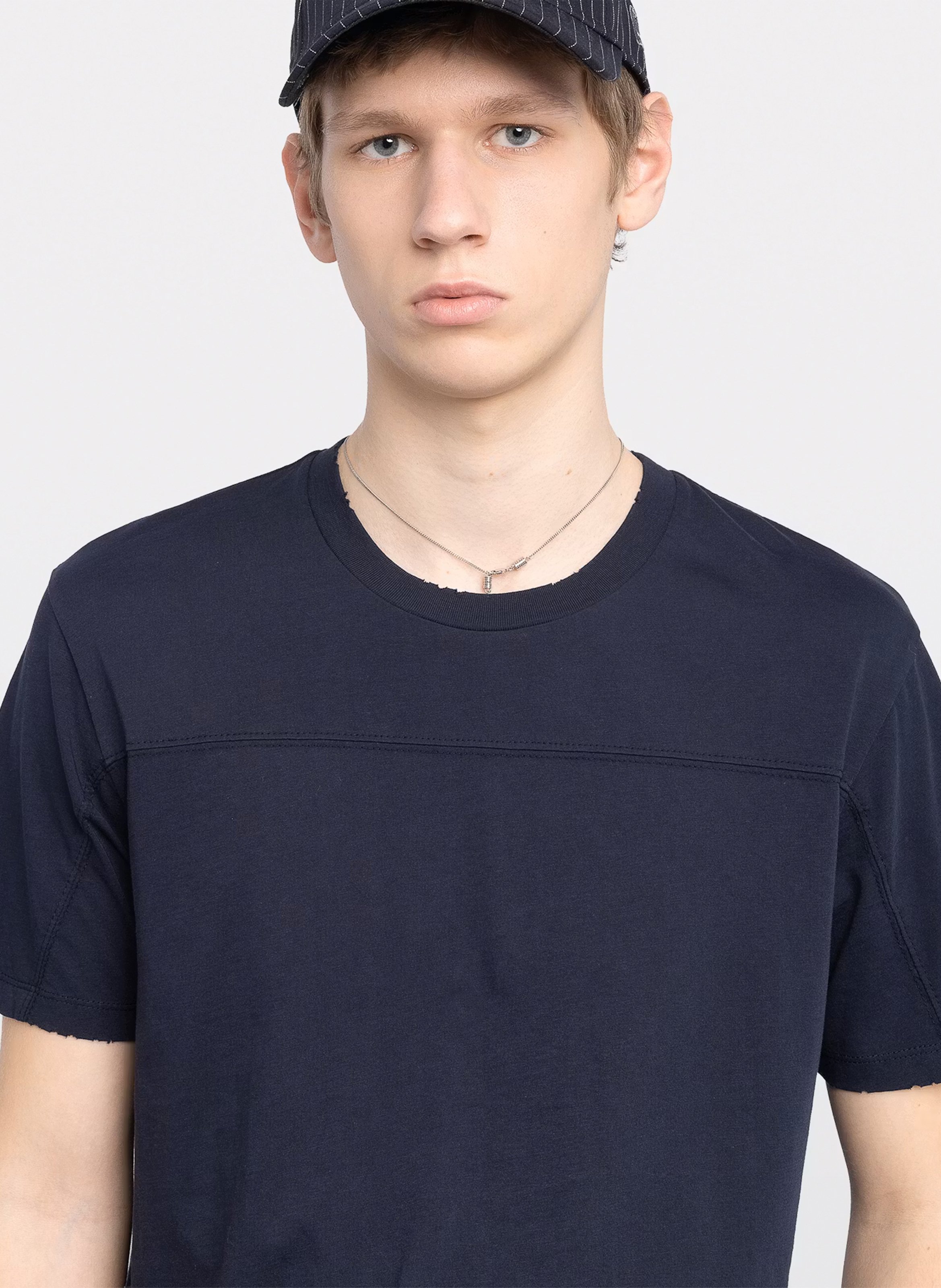 Tee-shirt droit col rond en coton sérigraphié ZADIG&VOLTAIRE Bleu