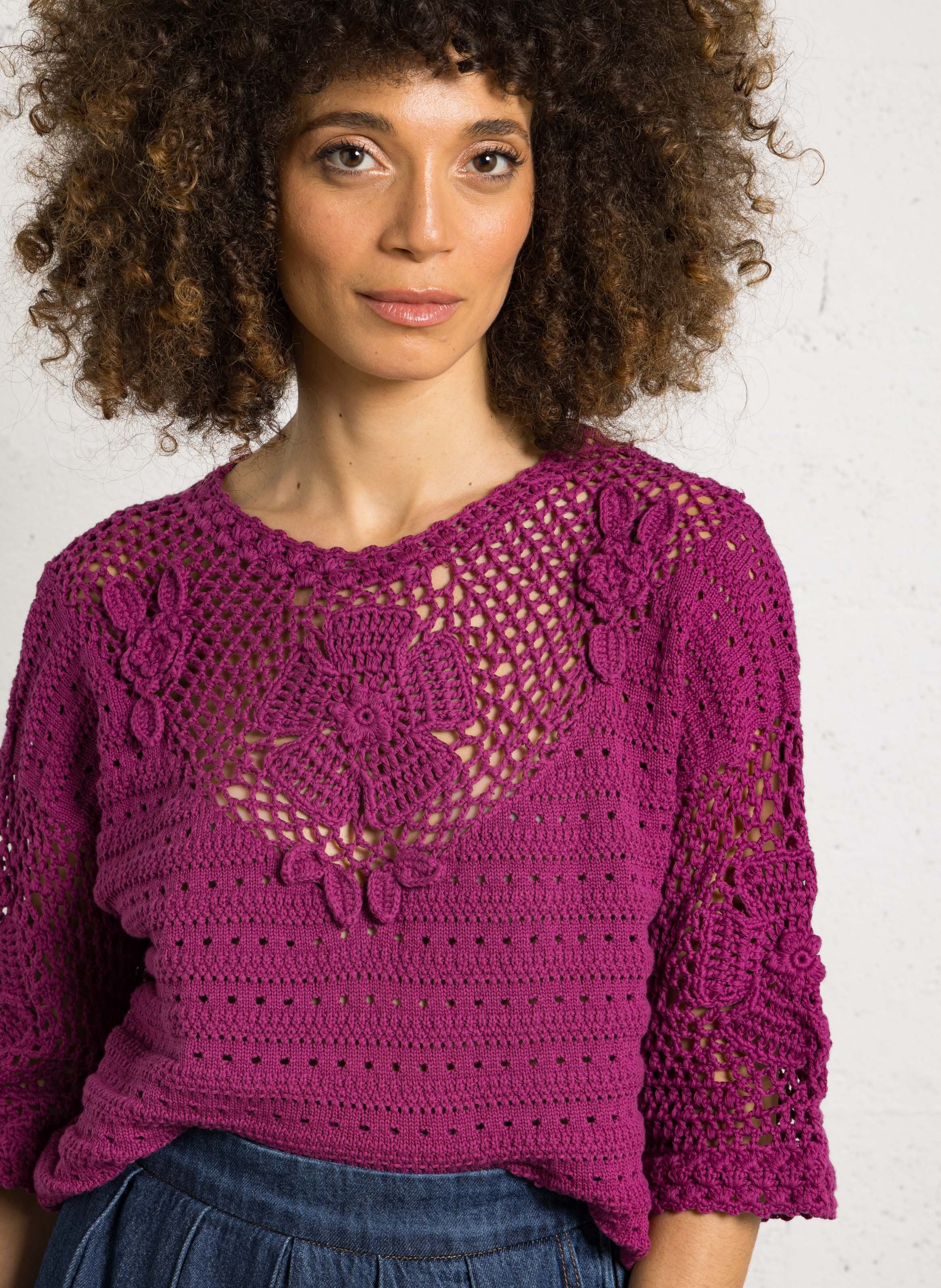 Pull droit col rond en coton LOUISE MISHA Rose