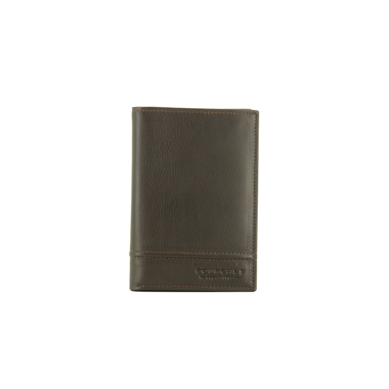Calfskin leather wallet POURCHET Brown