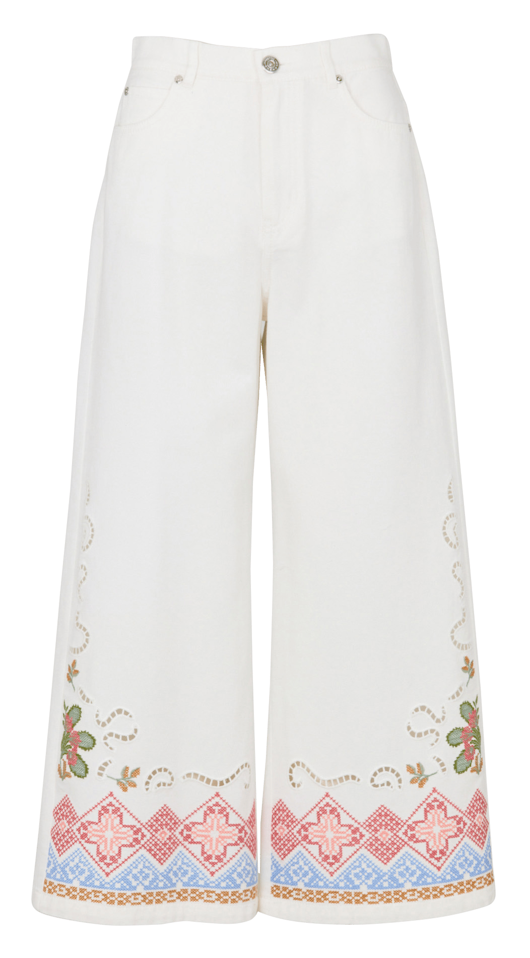 Jean large brodé MAX MARA WEEK END Blanc